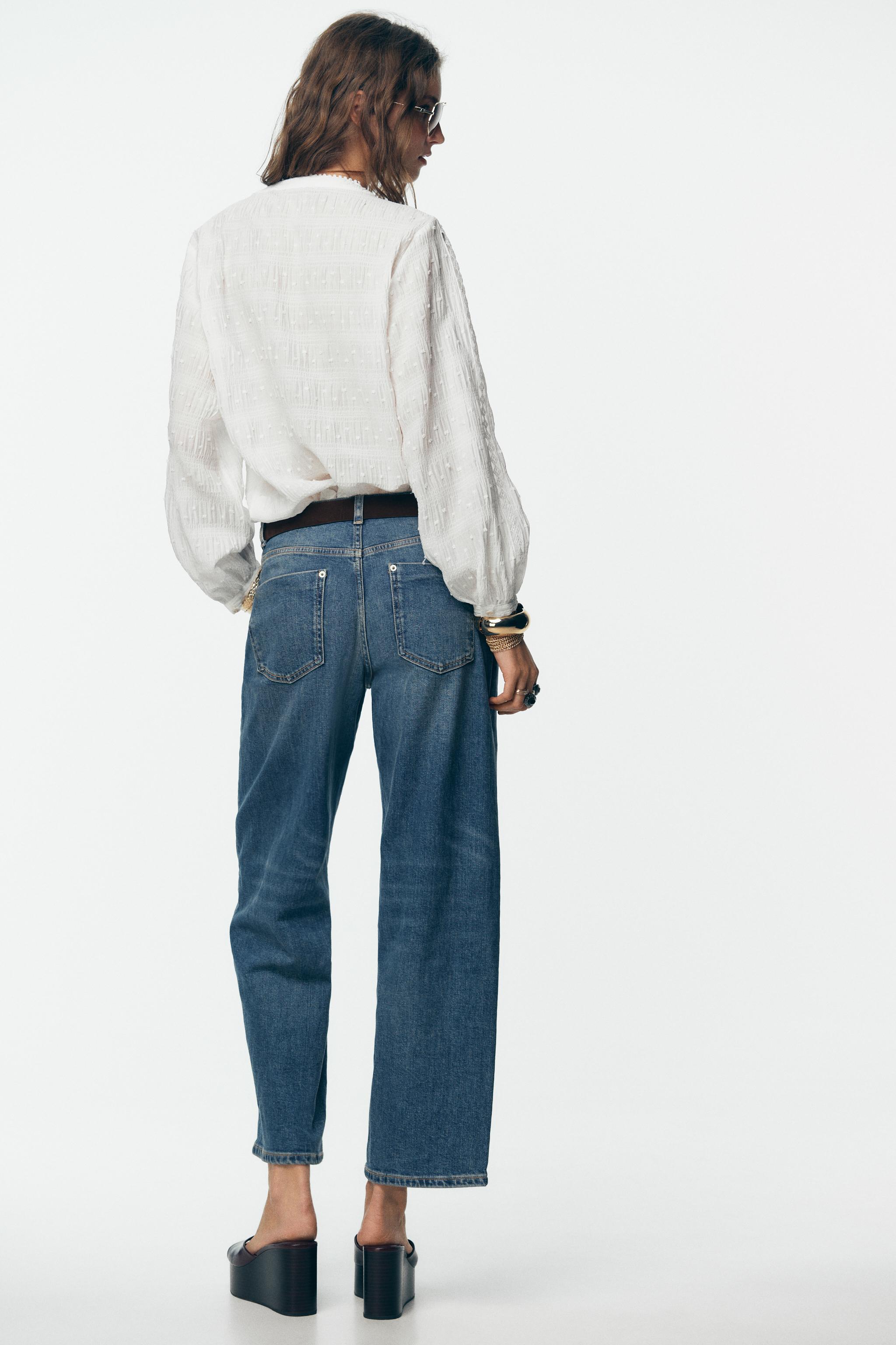 DOTTED MESH LACE TRIM BLOUSE