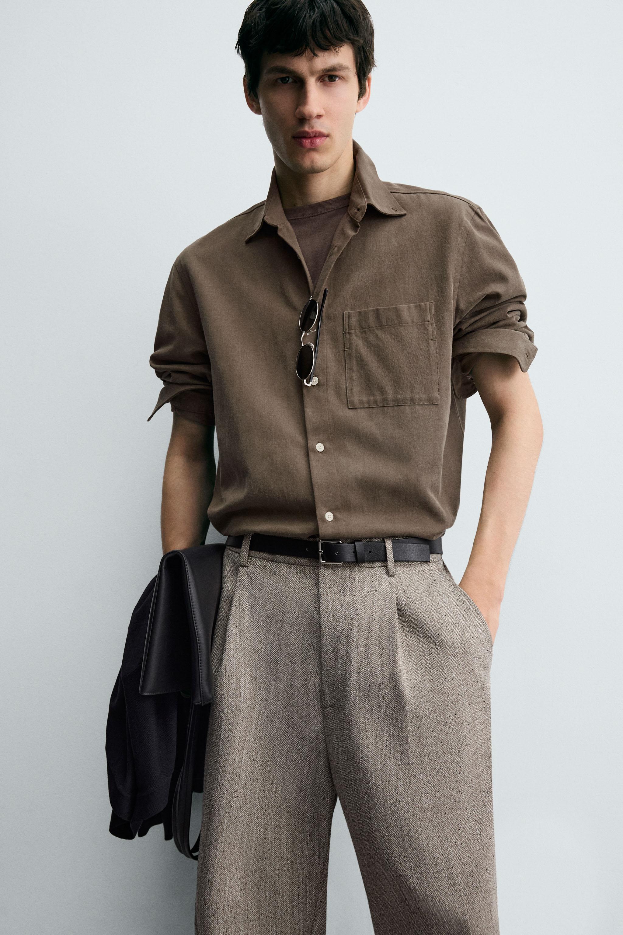 TEXTURED HERRINGBONE PANTS