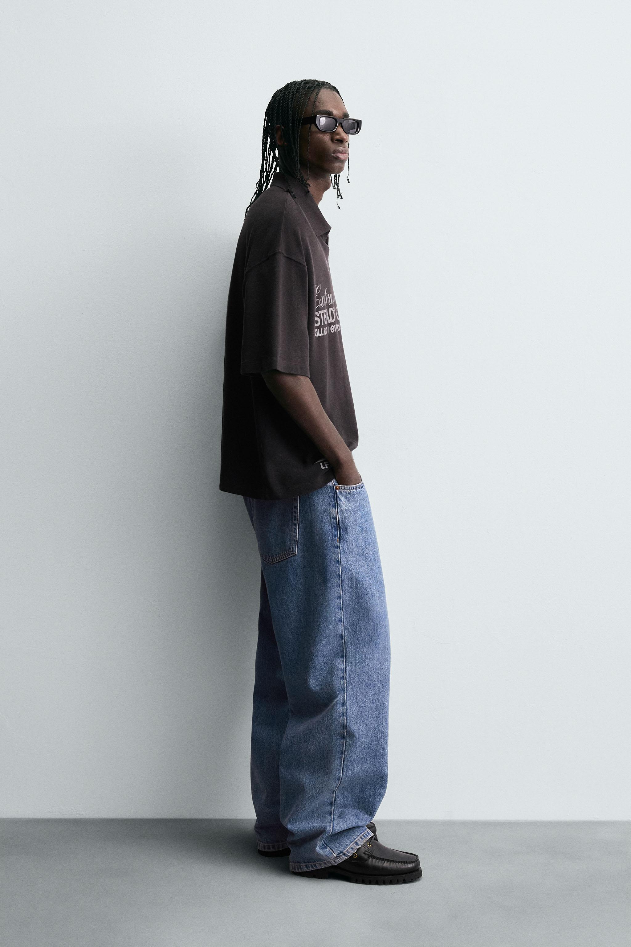 WASHED TEXT PRINT POLO SHIRT