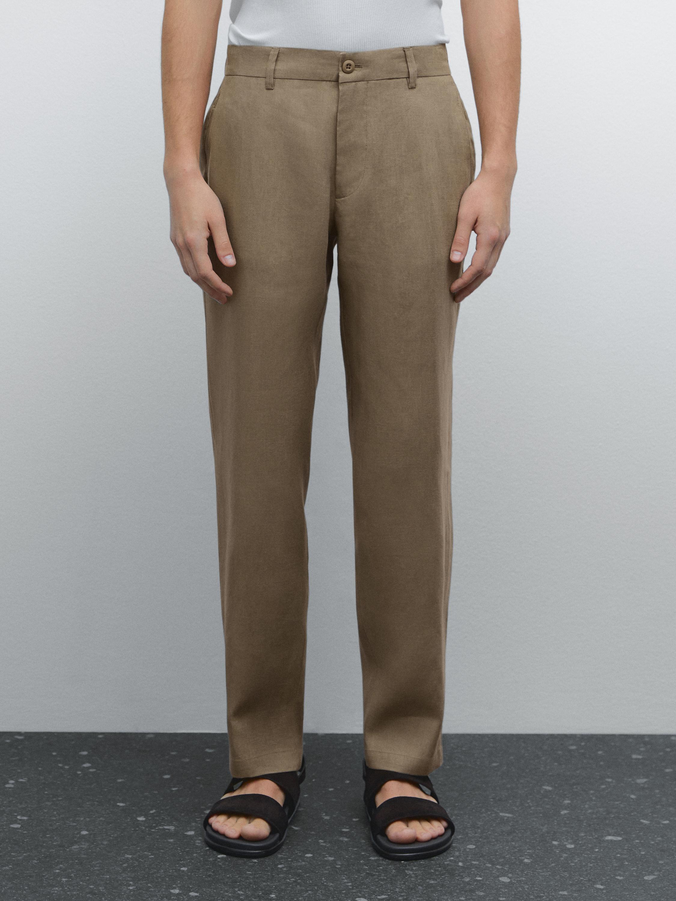 100% linen tapered fit trousers