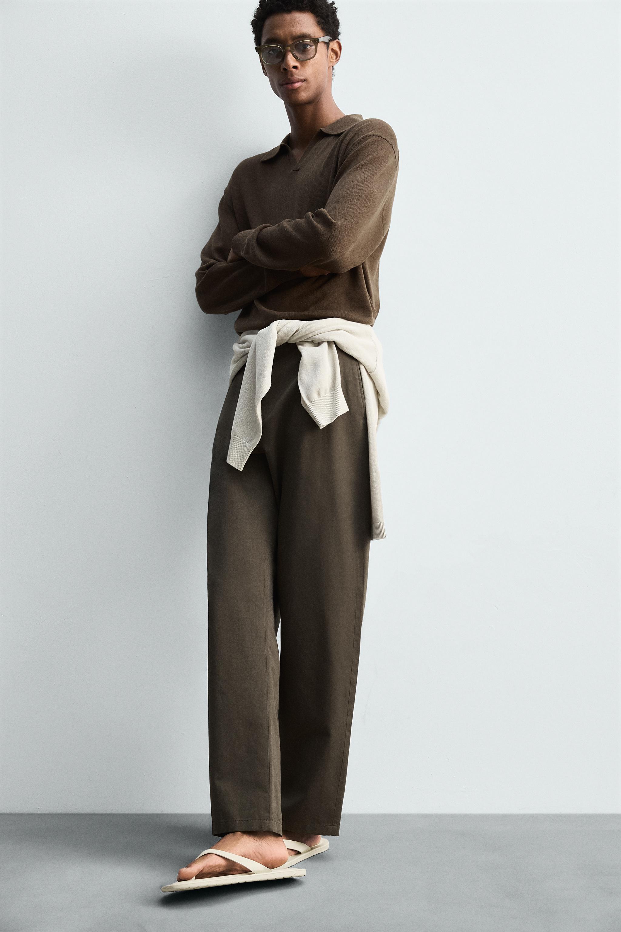 COTTON - LINEN PLEATED PANTS