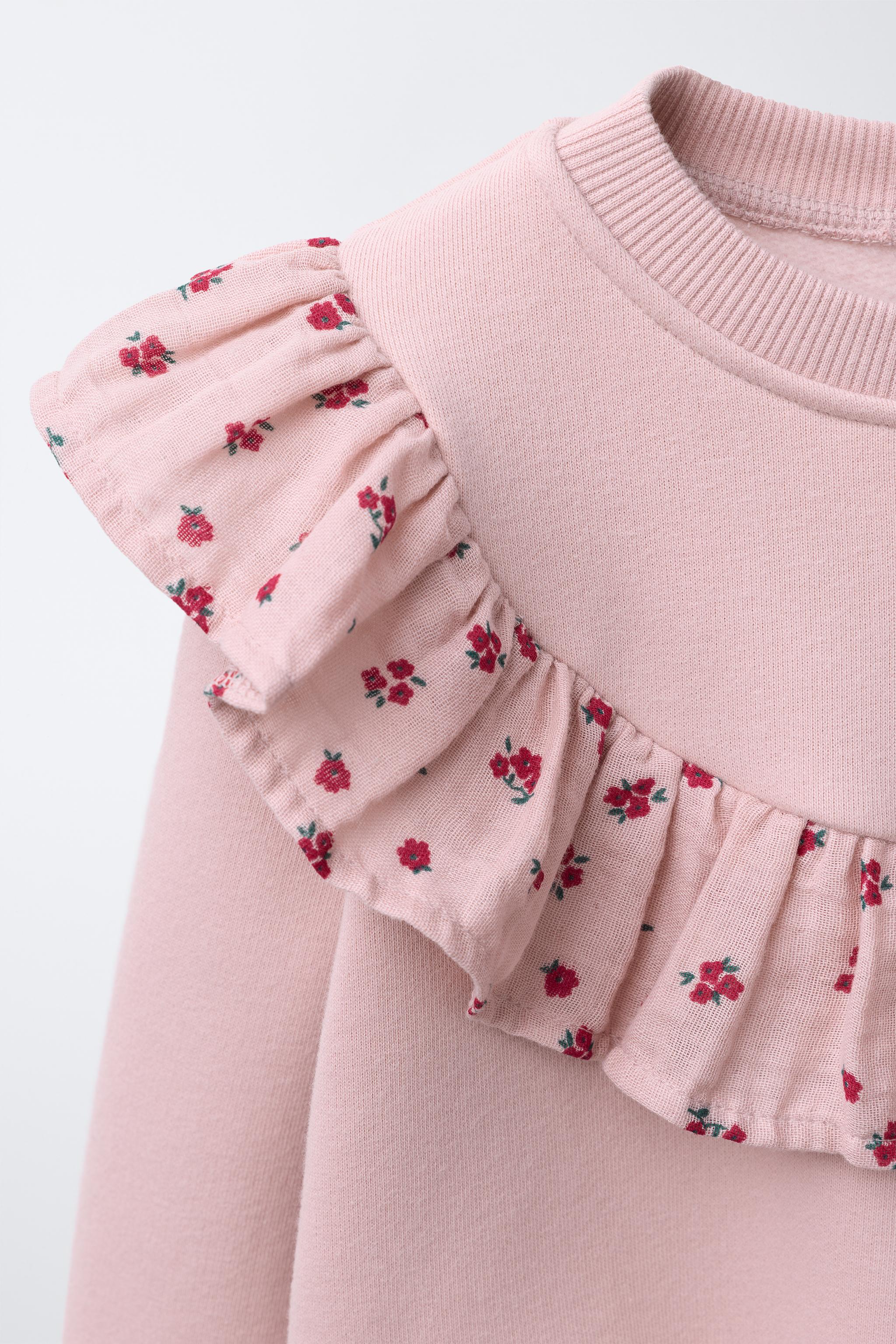 FLORAL RUFFLE SWEATSHIRT