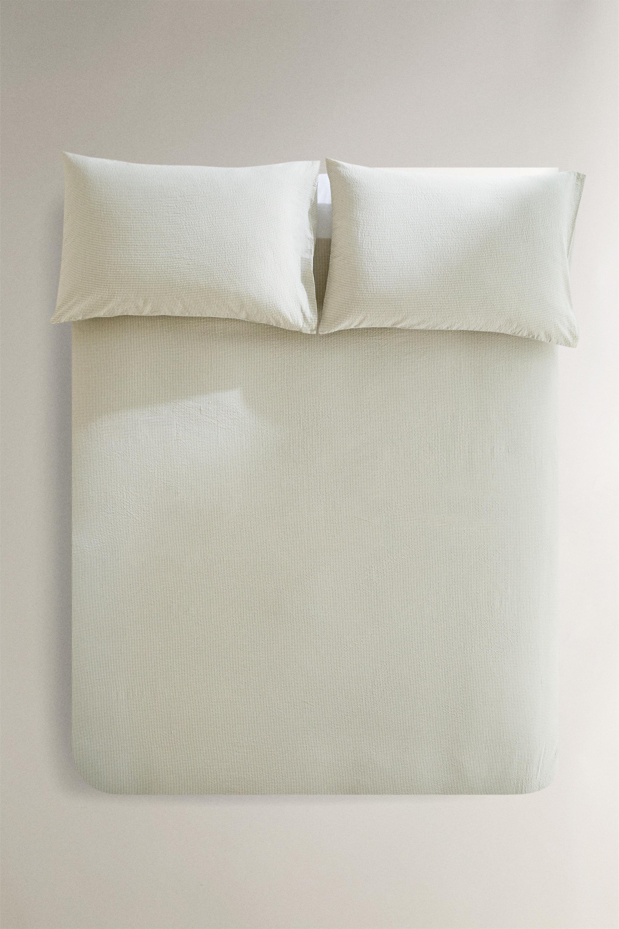 COTTON SEERSUCKER CHECK DUVET COVER