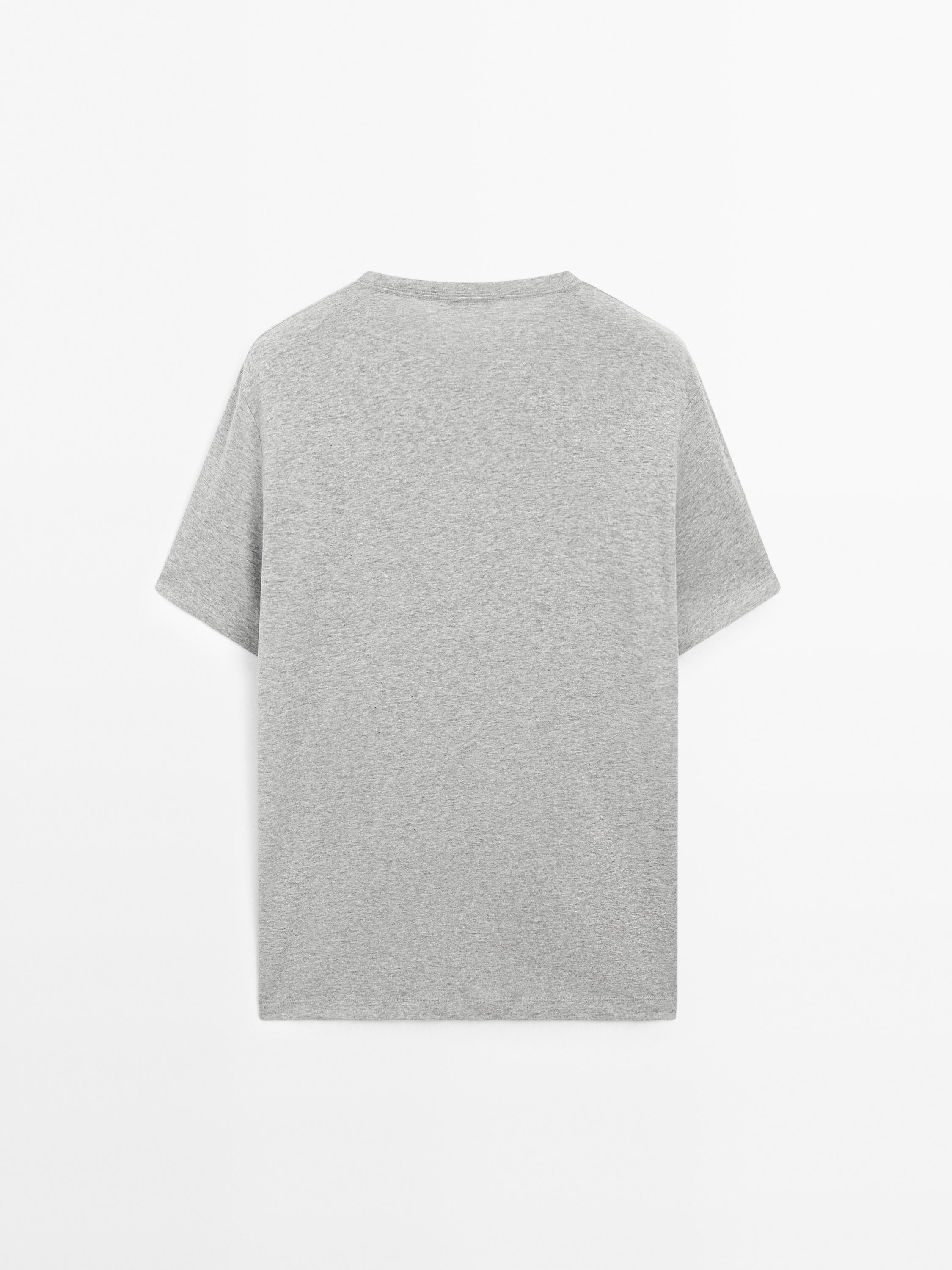 Melange cotton and linen t-shirt