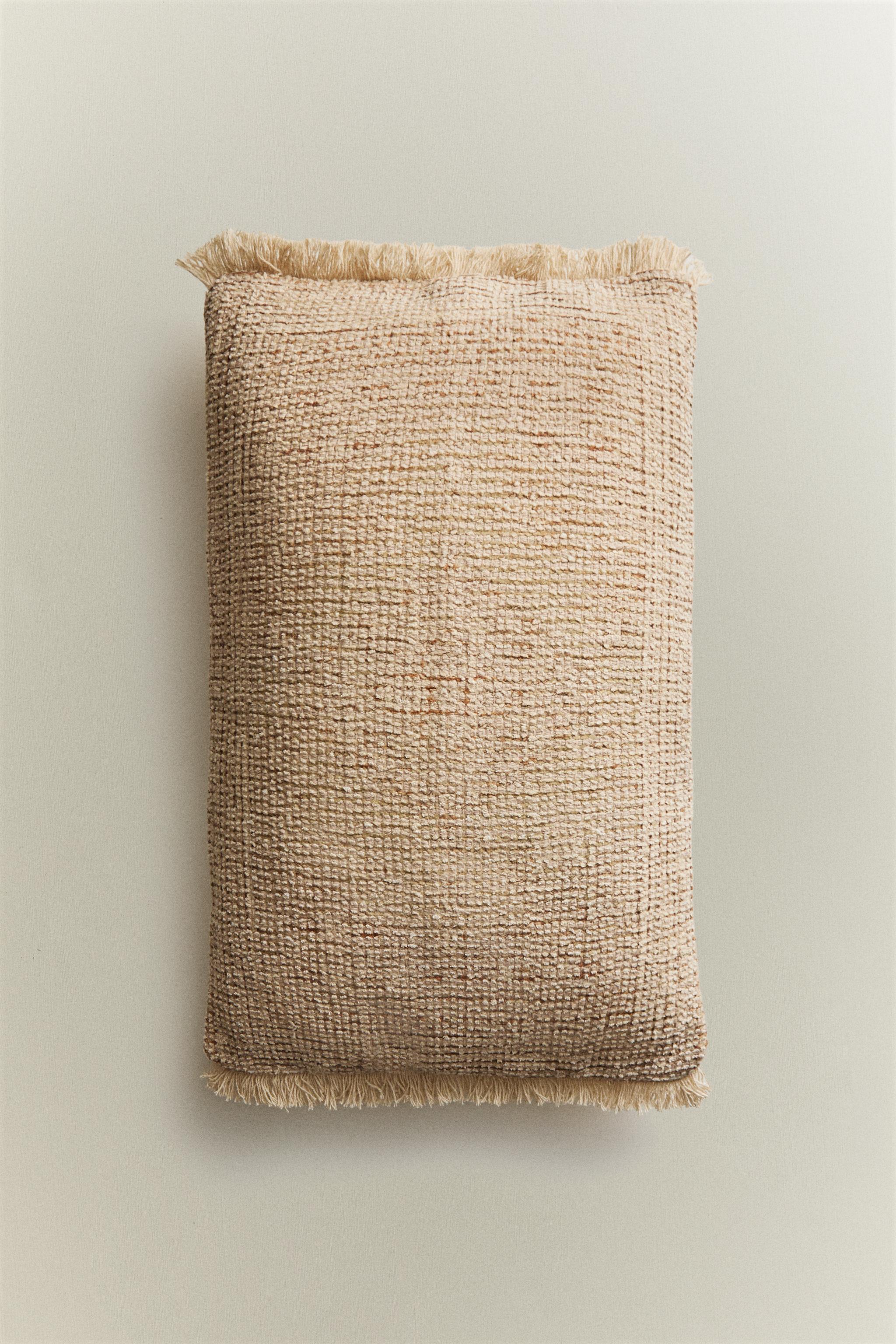 FRINGED THROW PILLOW COVER