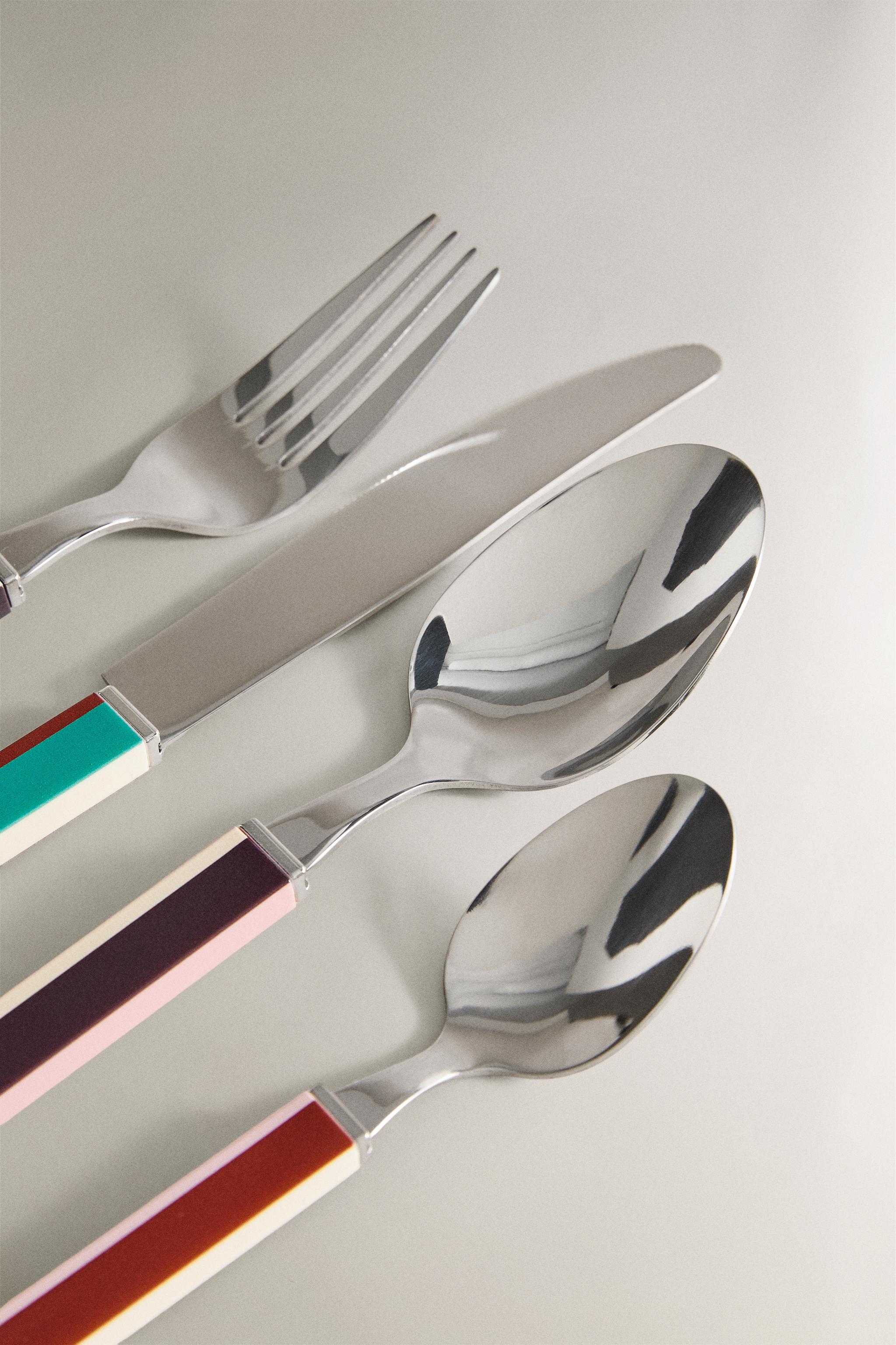 4-PIECE FLATWARE SET WITH STRIPED HANDLE X COLLAGERIE