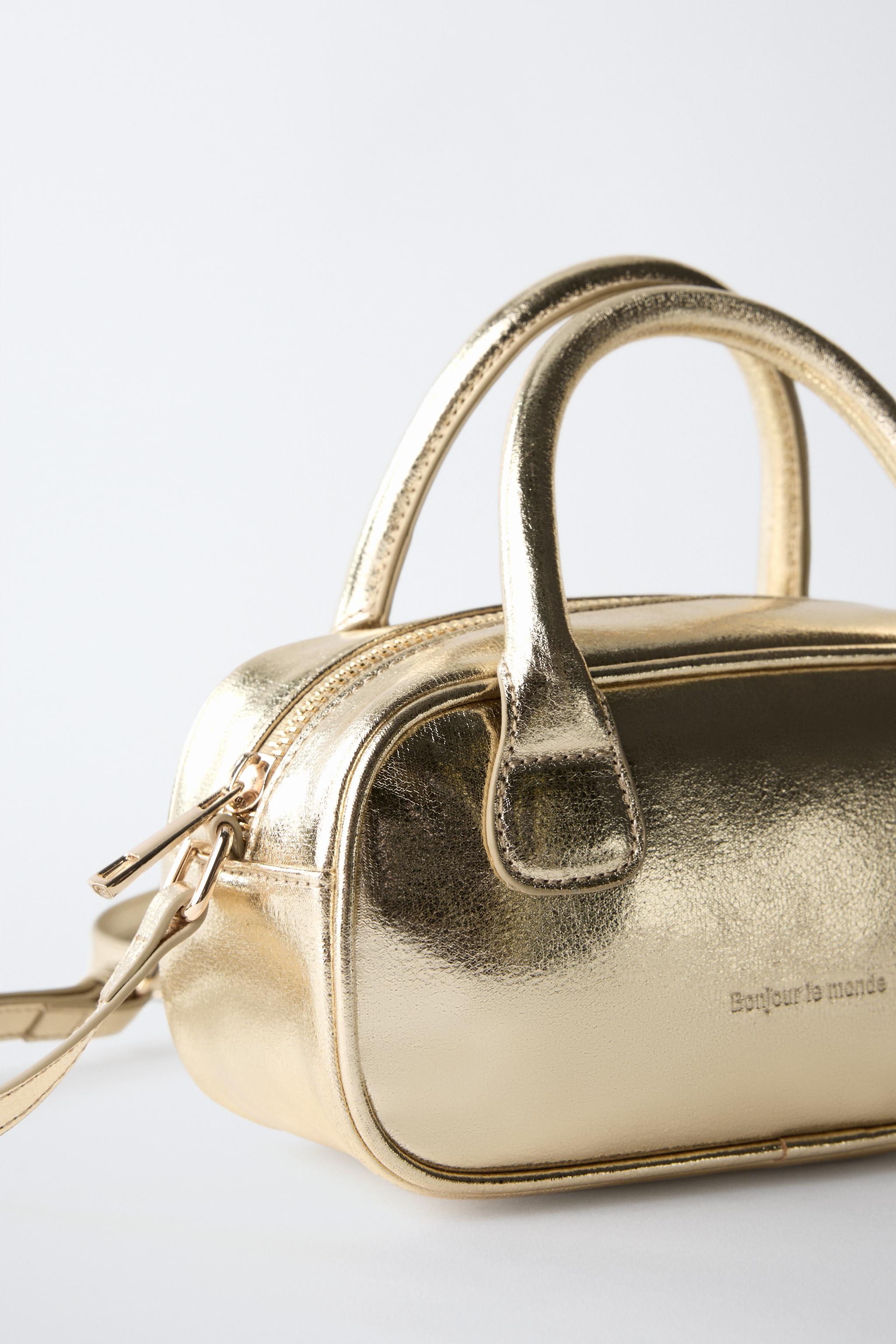 METALLIC MINI BOWLING CROSSBODY BAG