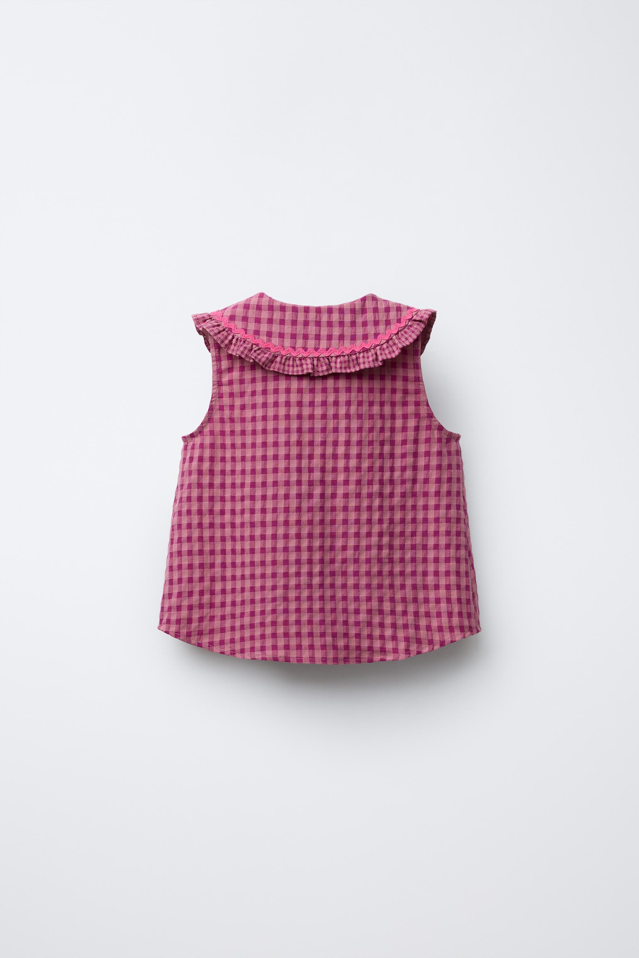 GINGHAM RUFFLE BLOUSE