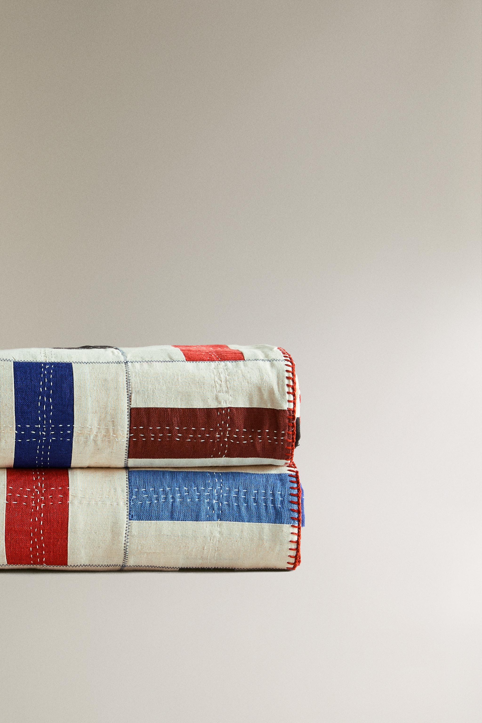 COTTON AND LINEN PATCHWORK BEDSPREAD X COLLAGERIE