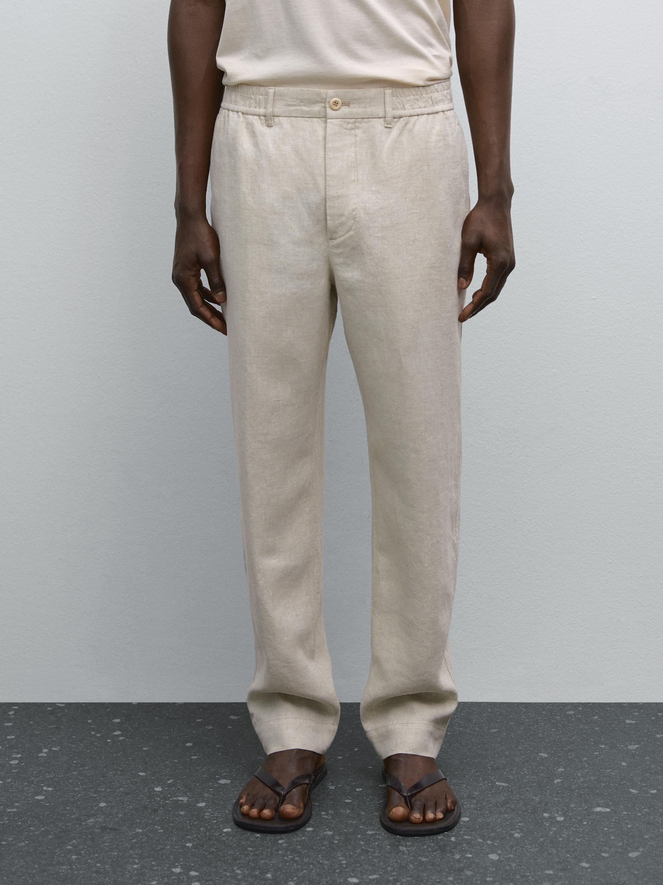 100% linen jogger fit trousers