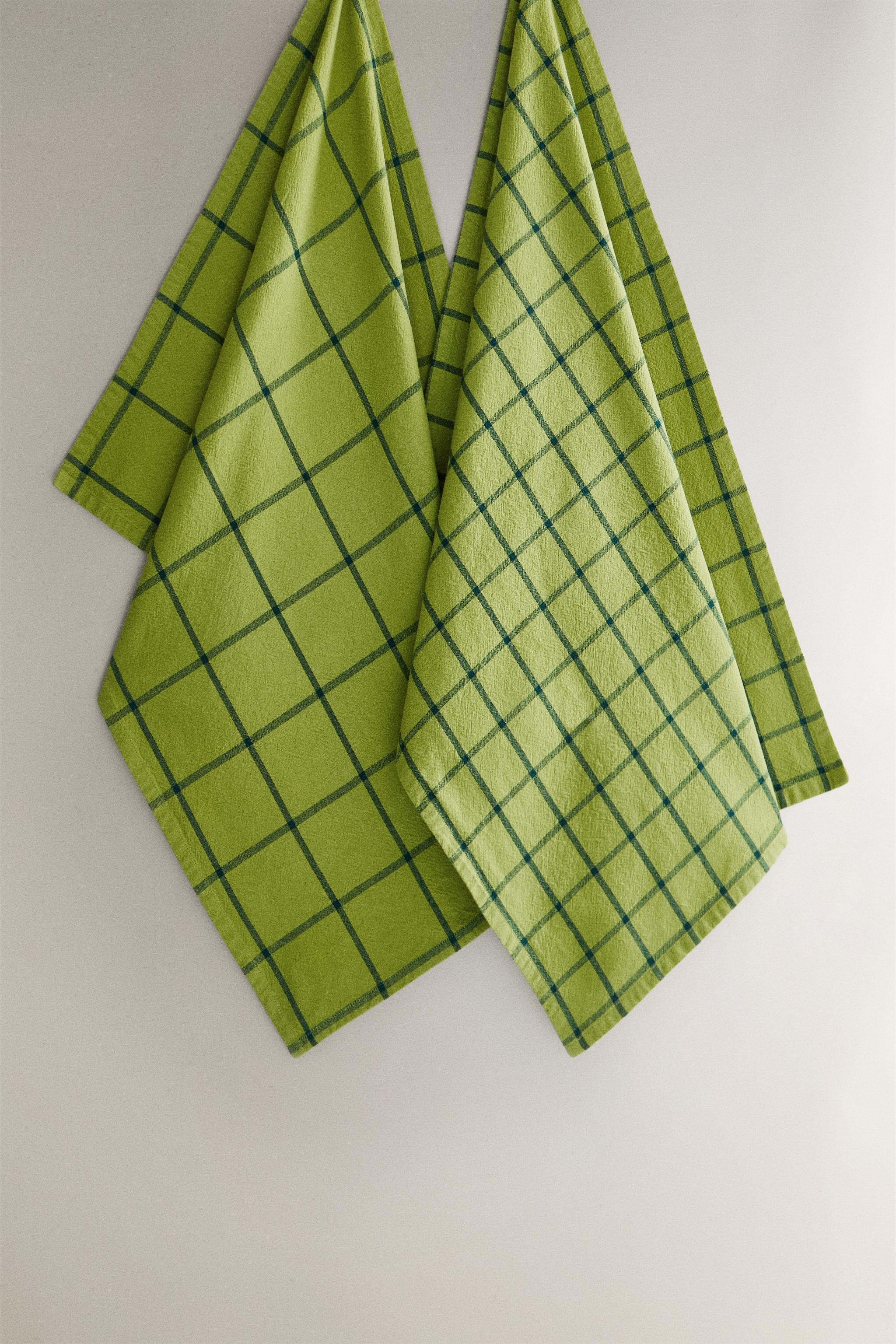SET OF CHECK COTTON KITCHEN TOWELS (SET OF 2)