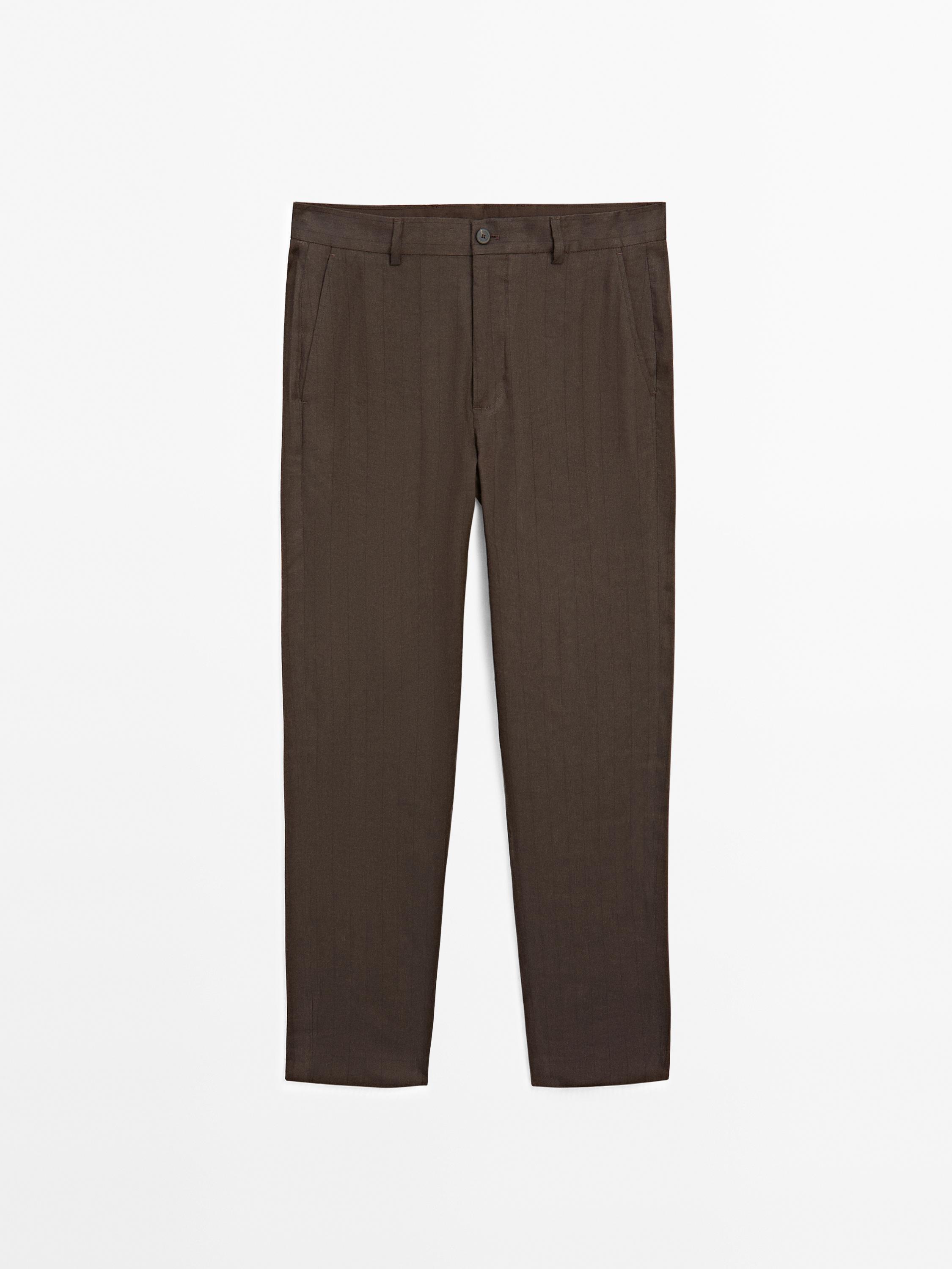 Straight-leg pinstripe trousers