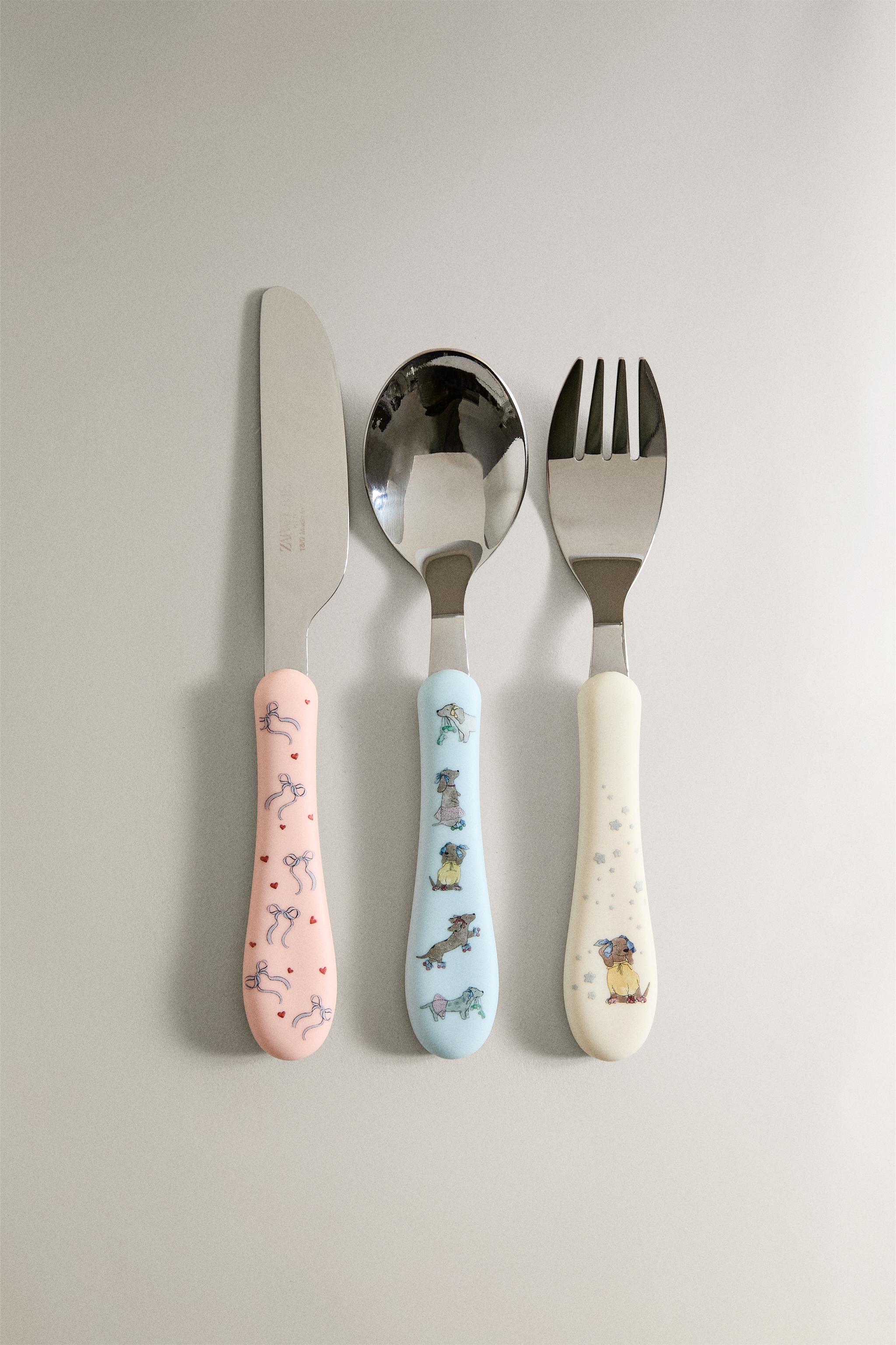 CHILDREN'S FLATWARE SET SKATING DOG