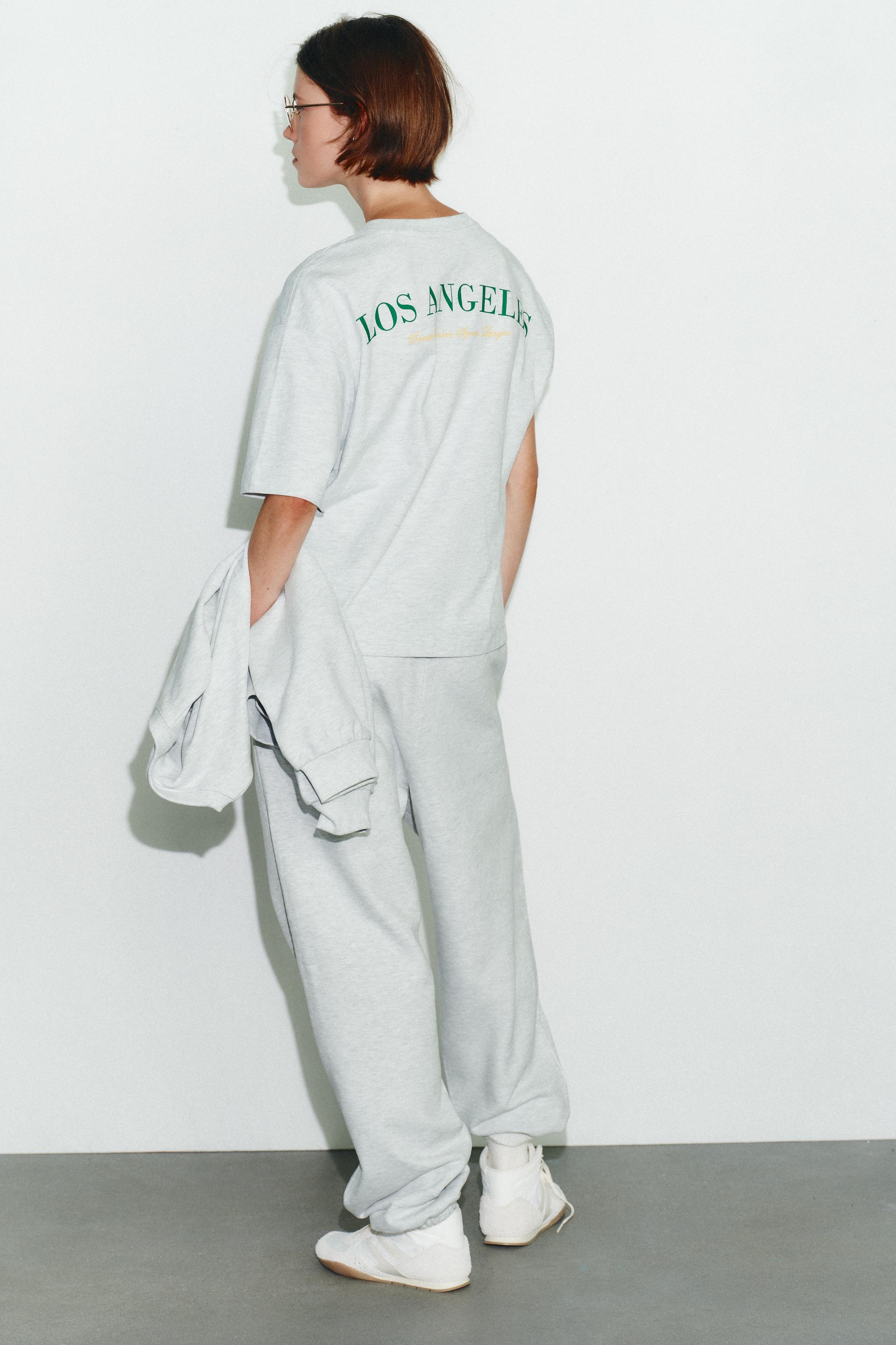 TEXT PRINT COTTON PANTS