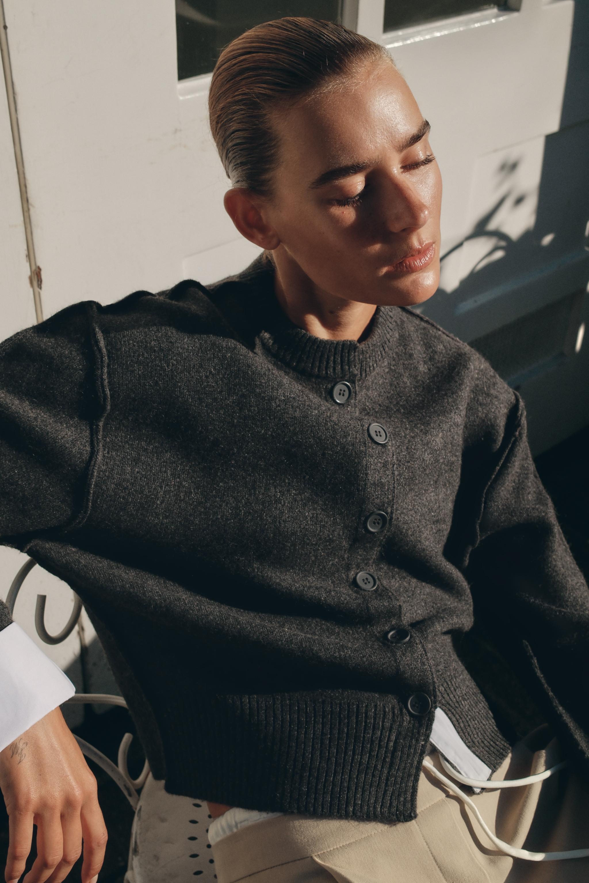 COMBINATION KNIT CARDIGAN