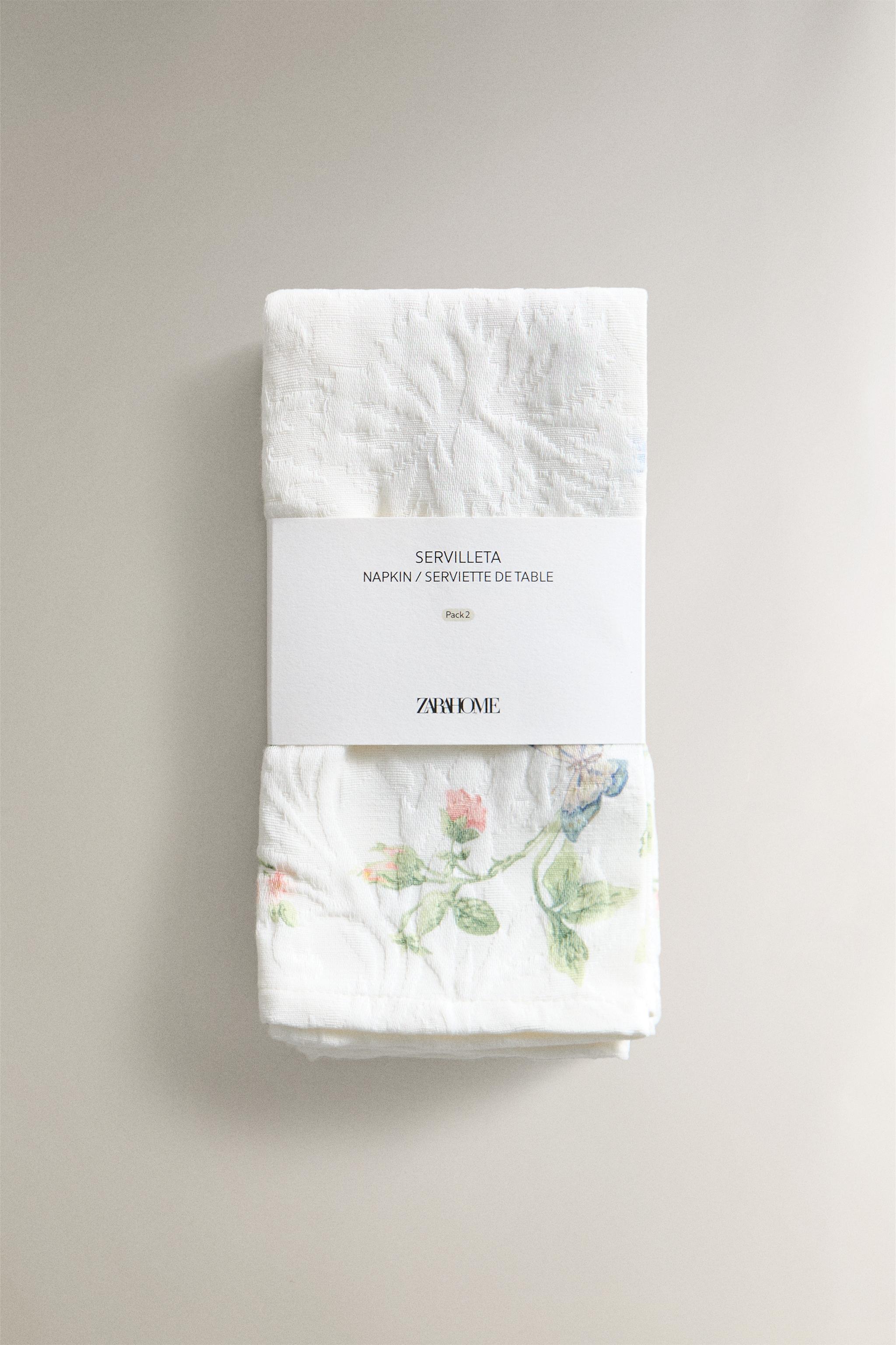 SET OF JACQUARD NAPKINS AND FLORAL PRINT (SET OF 2)