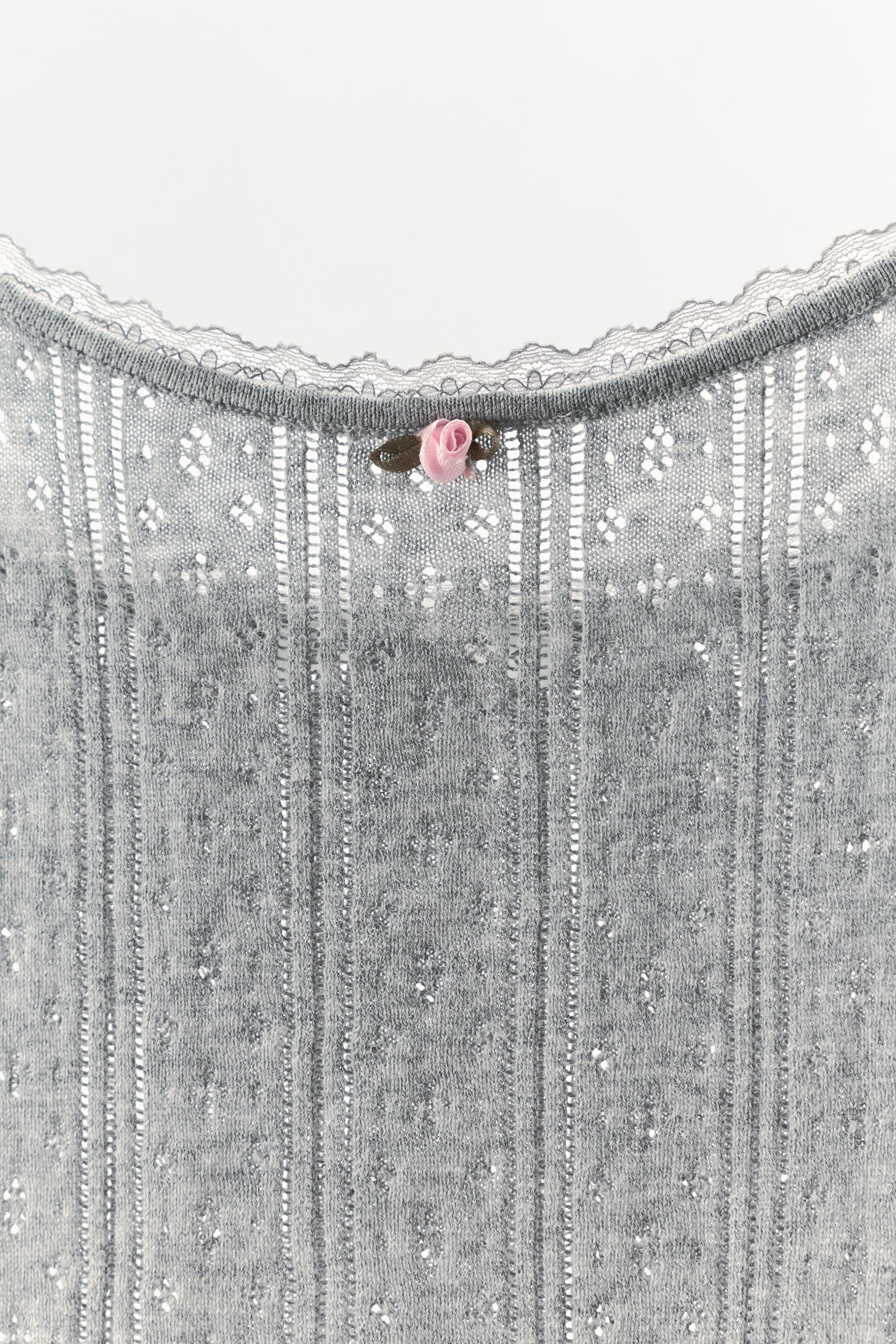 POINTELLE FLORAL STRAP TOP