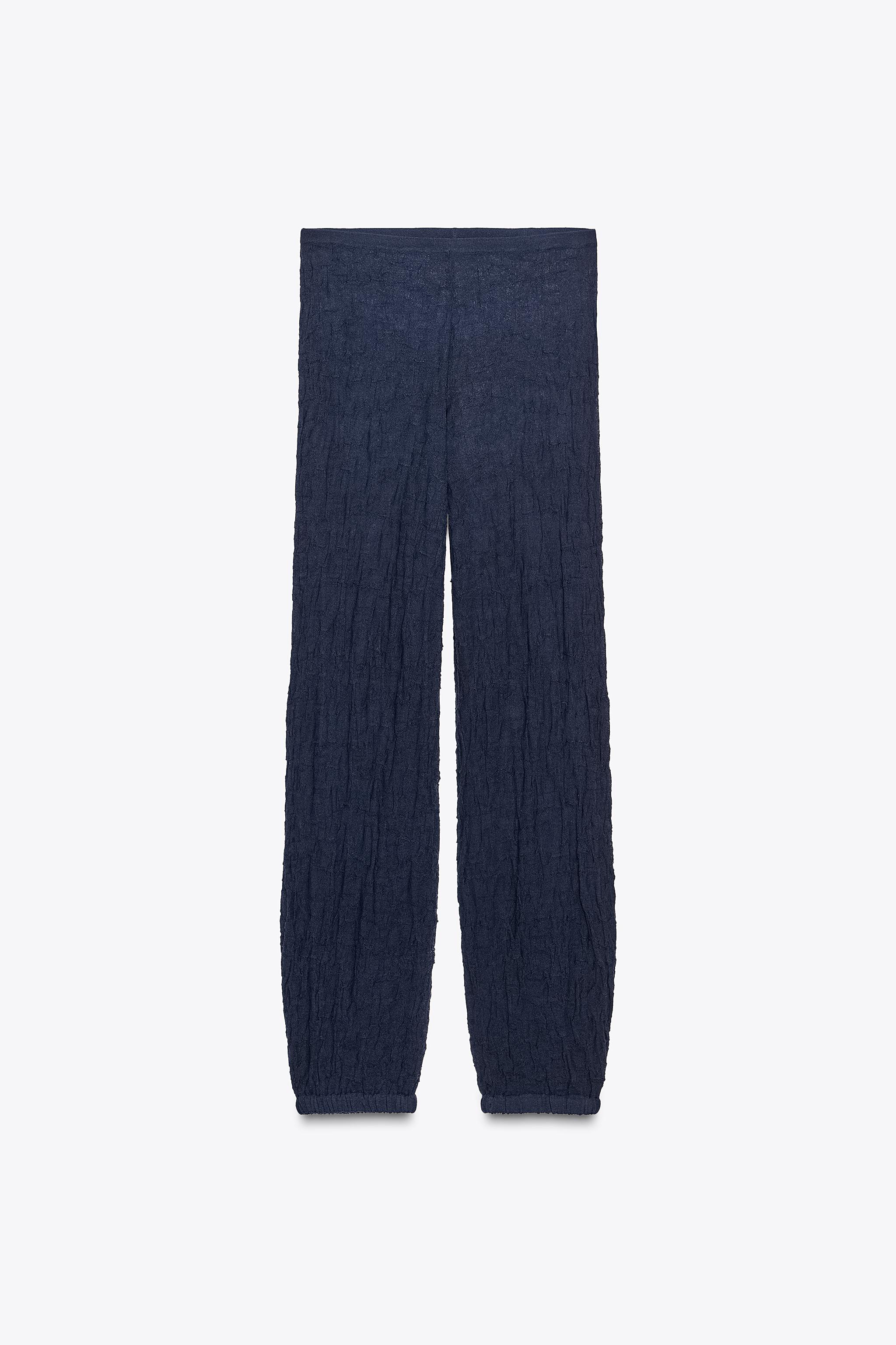 WRINKLE-LOOK FINE KNIT PANTS