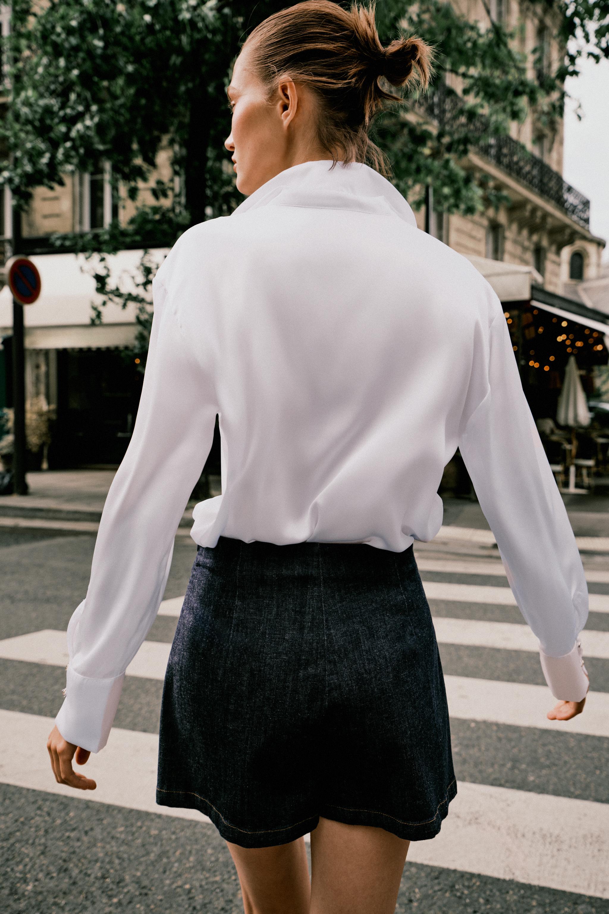 Z1975 DENIM CROSSOVER BUTTON SKORT