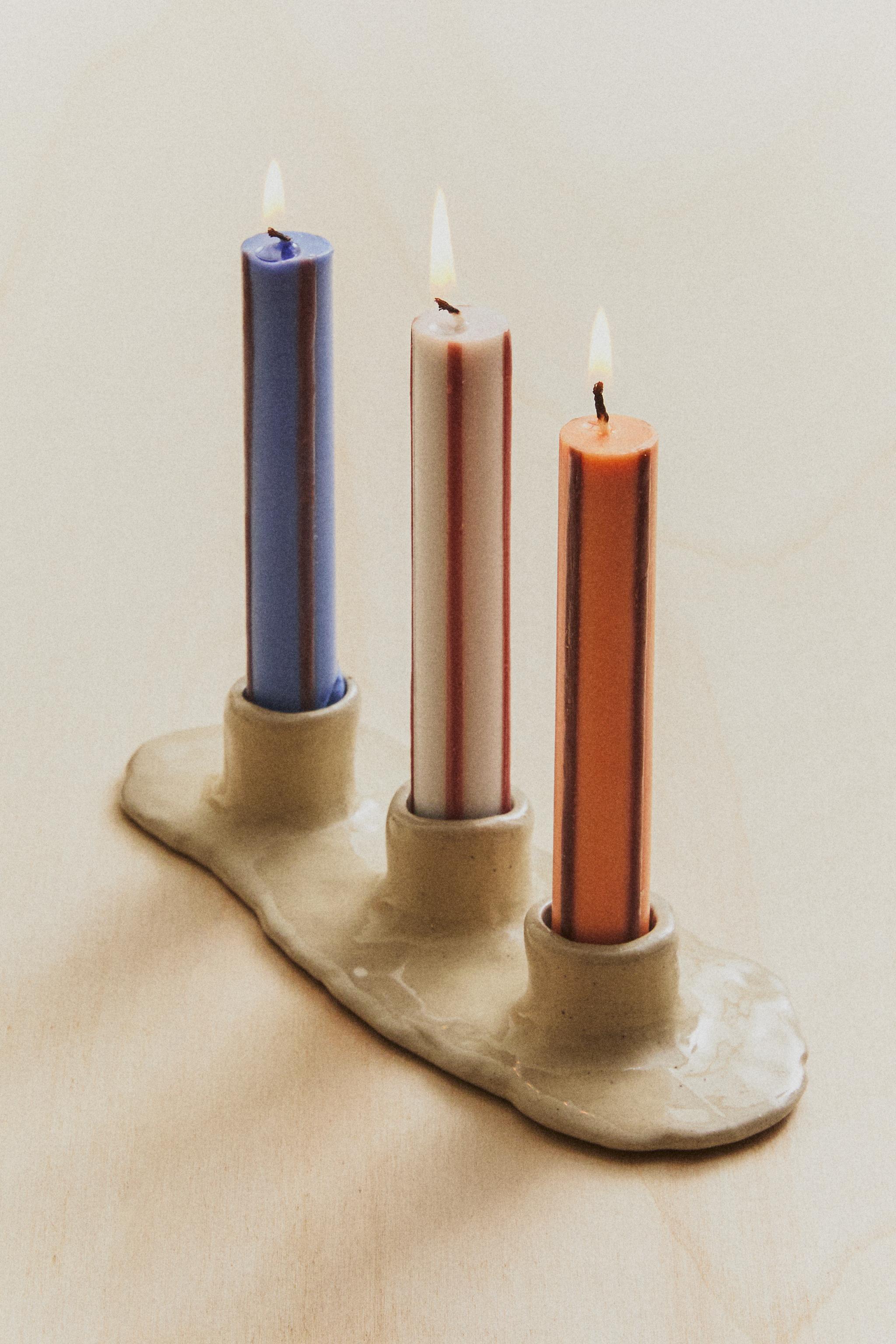 SET OF LONG STRIPED CANDLES (SET OF 3)