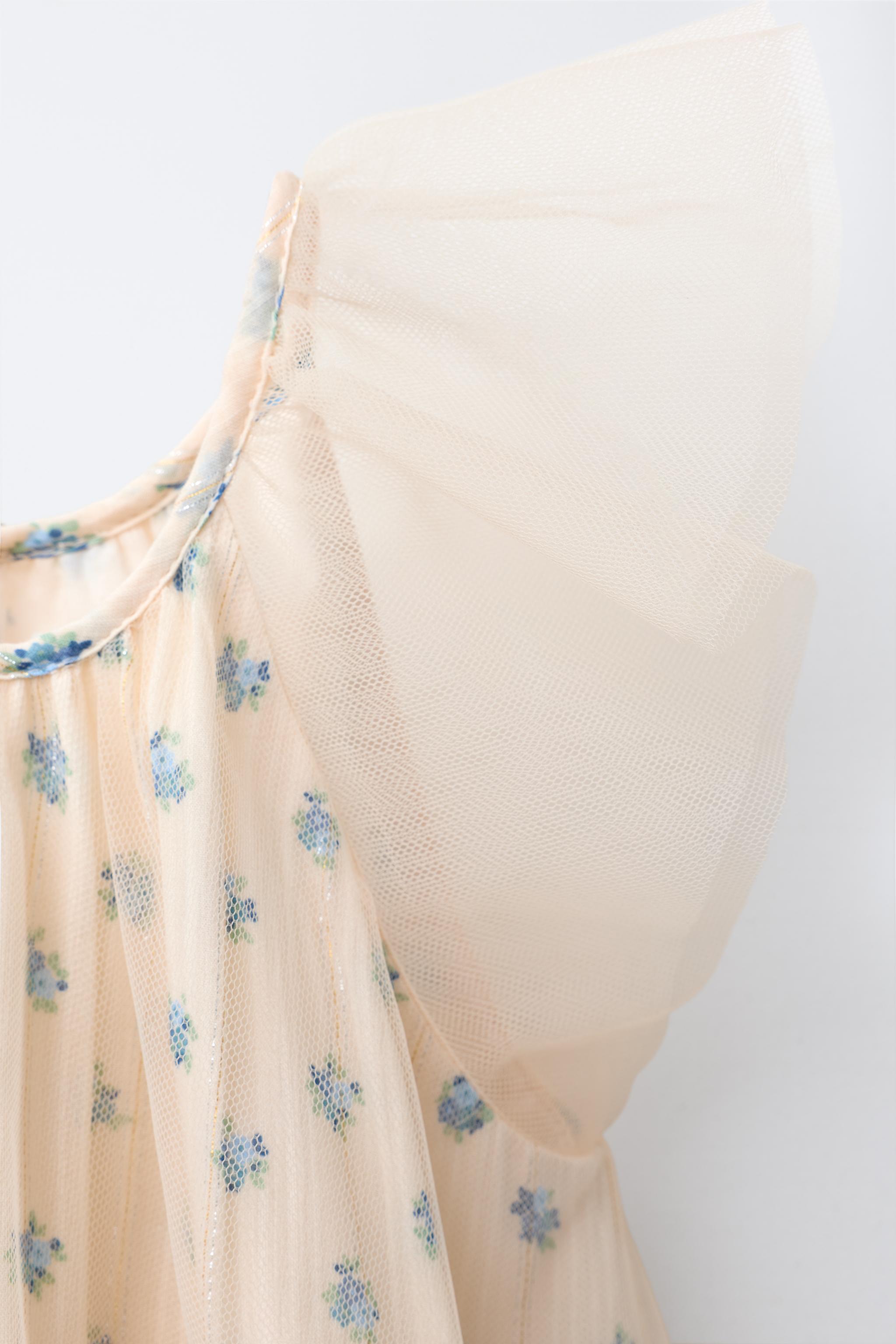 FLORAL PRINT TULLE COMBINATION DRESS