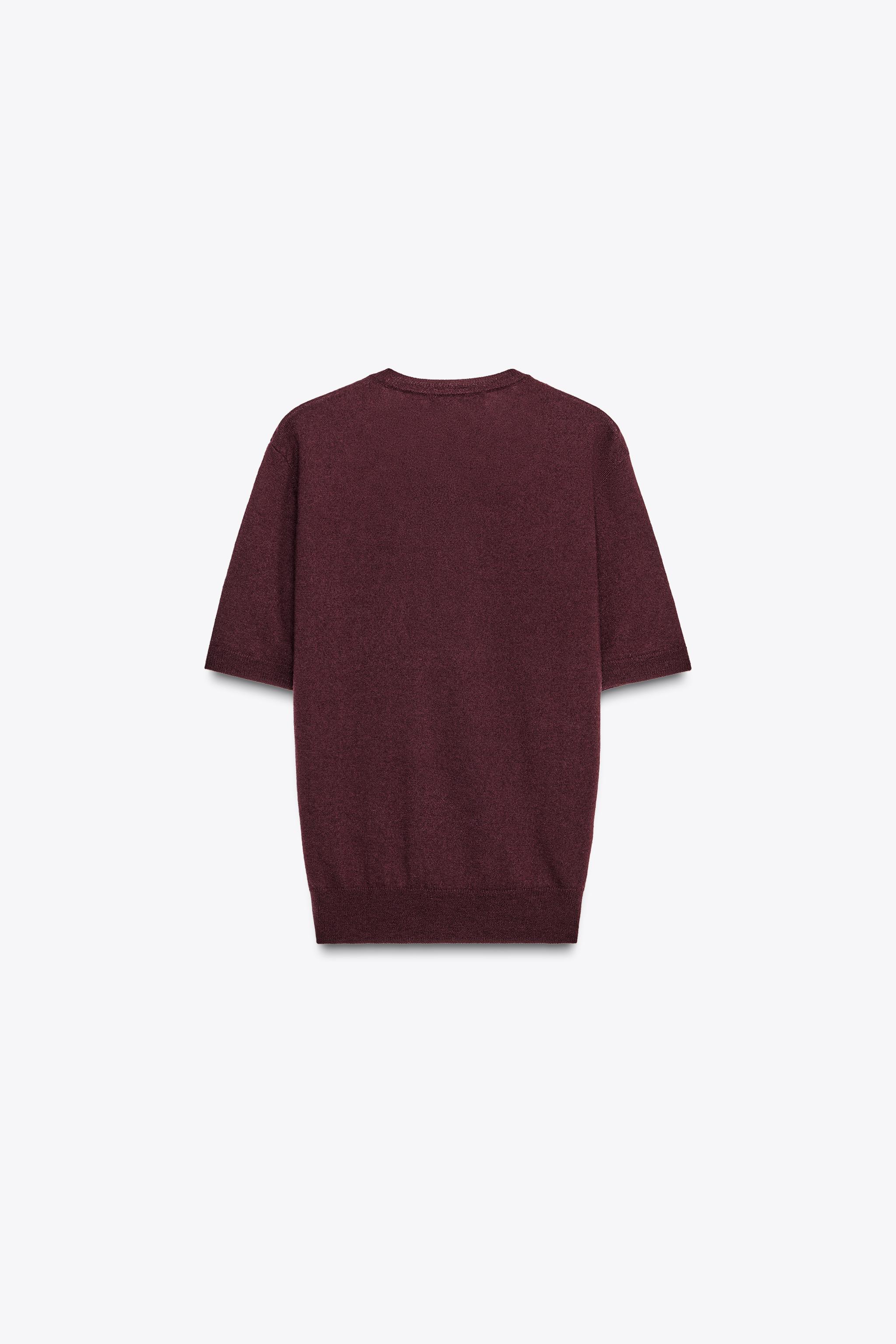 100% WOOL KNIT SWEATER SHORT SLEEVE