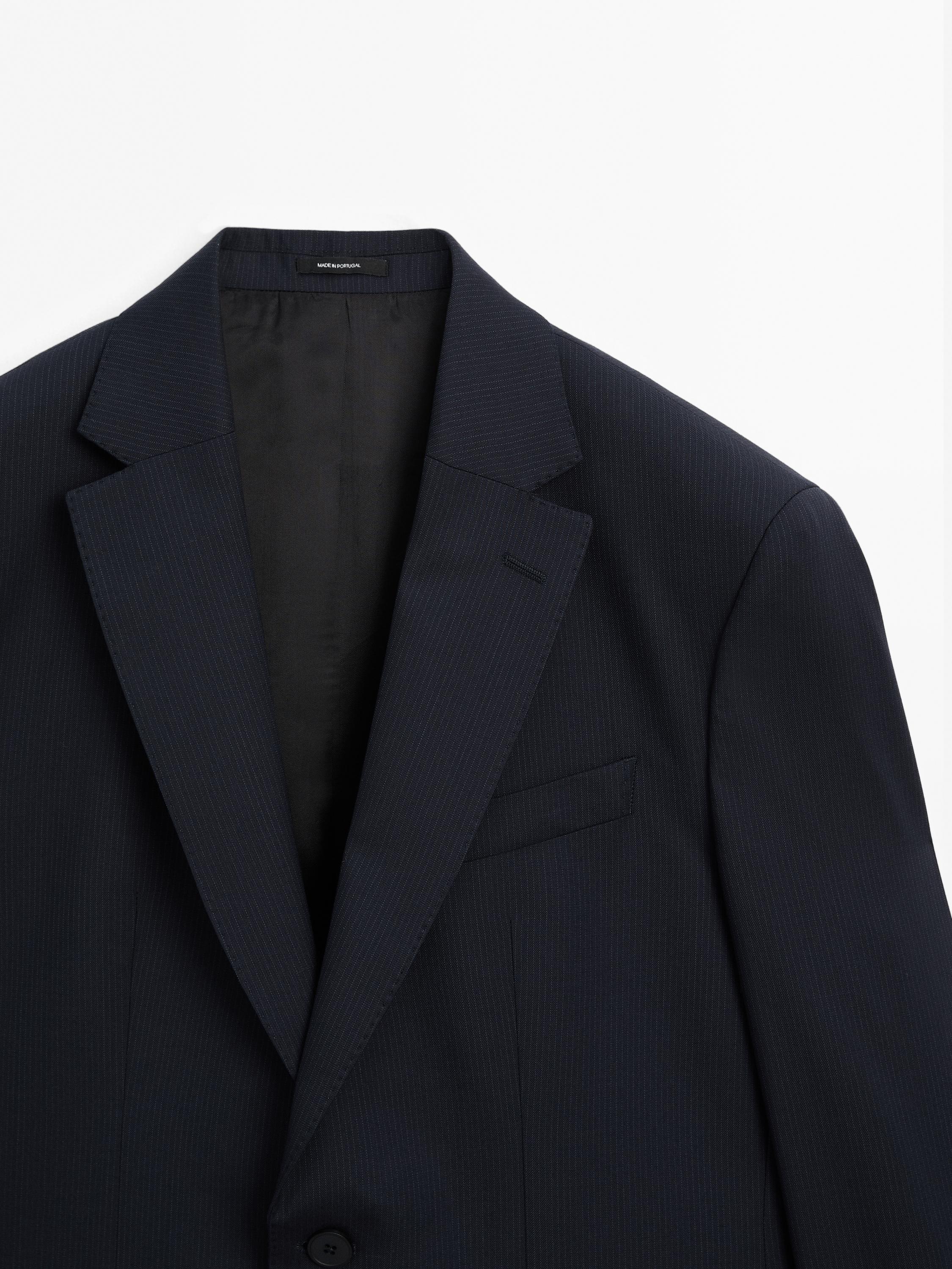 Pinstripe wool suit blazer