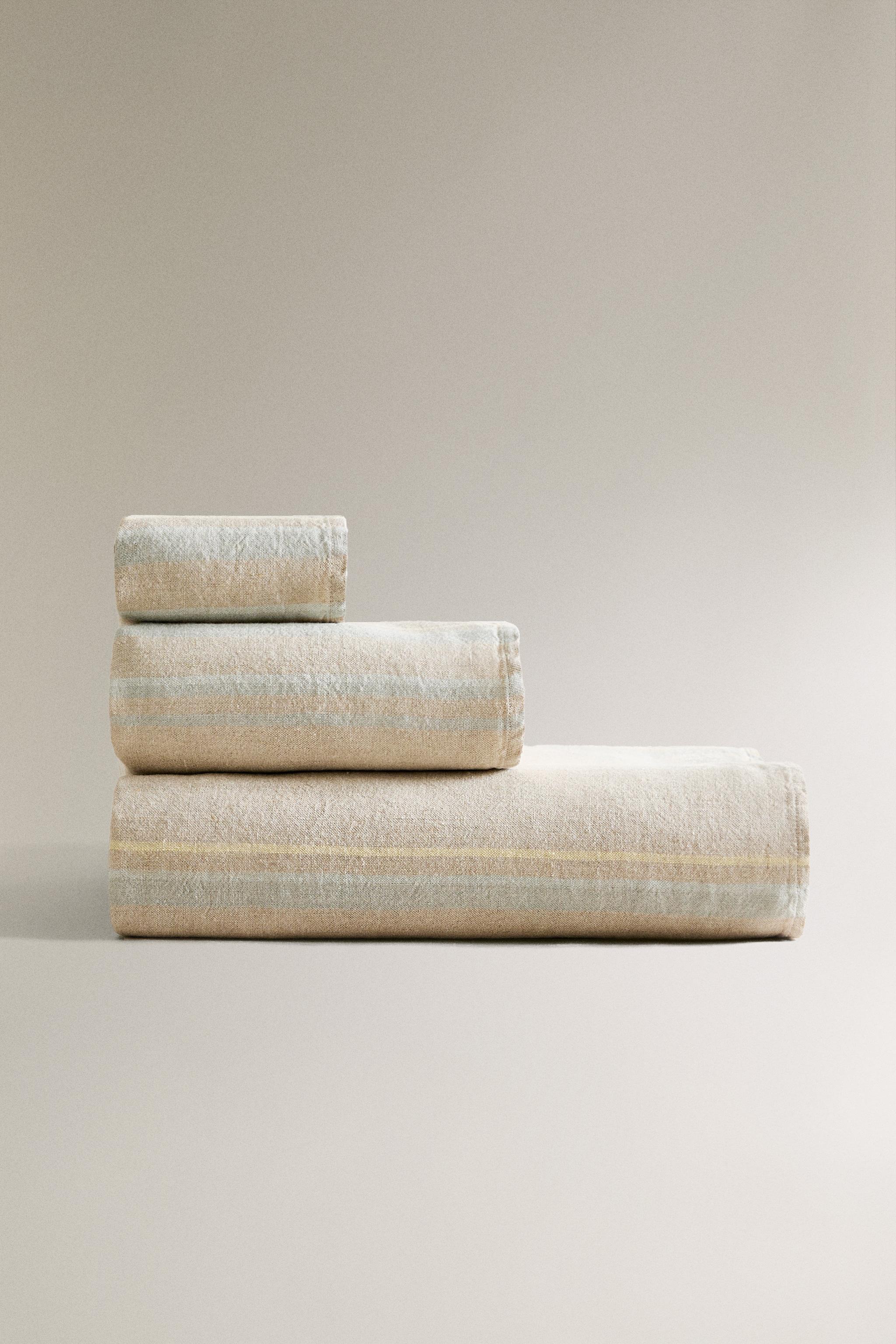 STRIPED LINEN BATH TOWEL