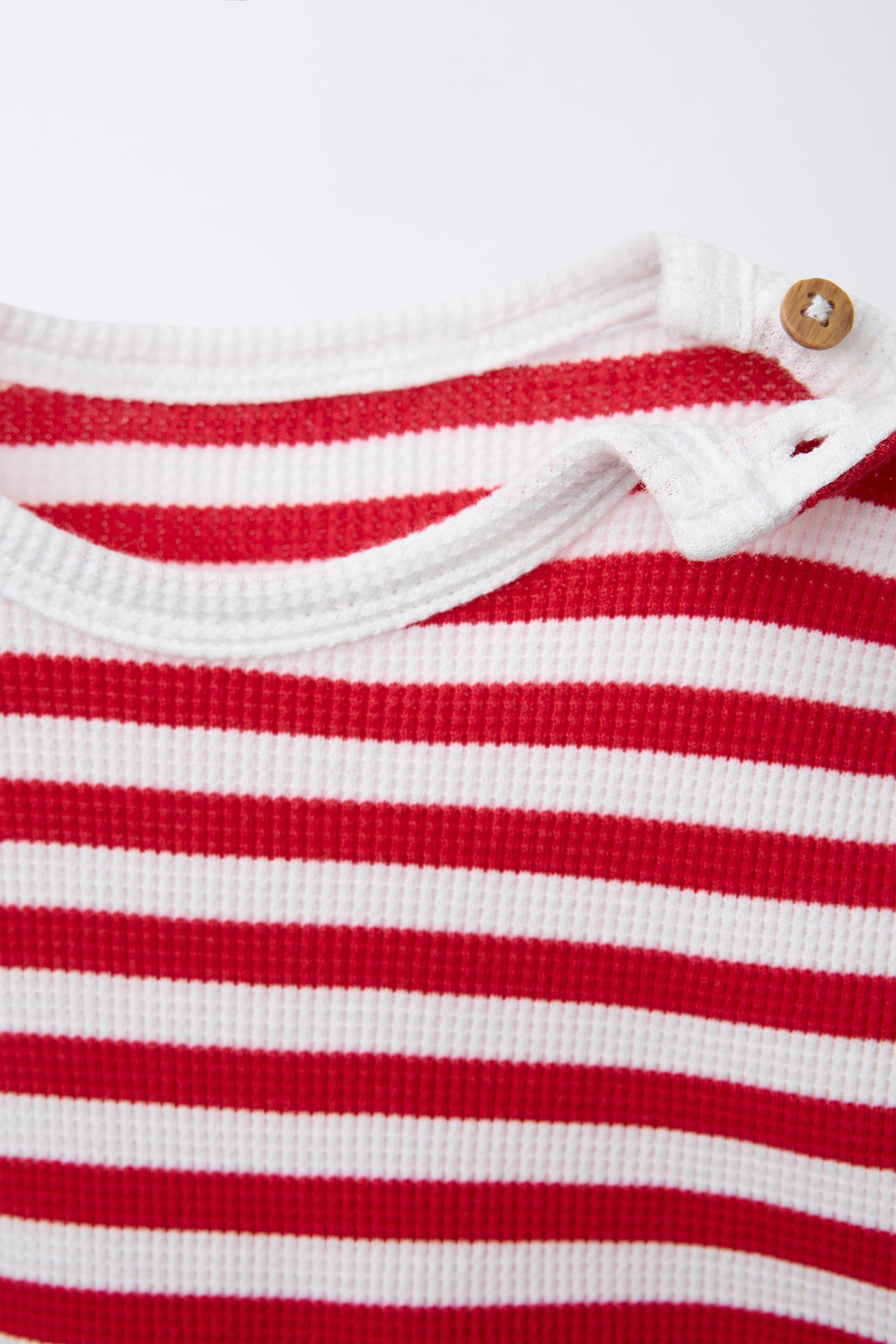 STRIPED WAFFLE T-SHIRT AND BERMUDA SET