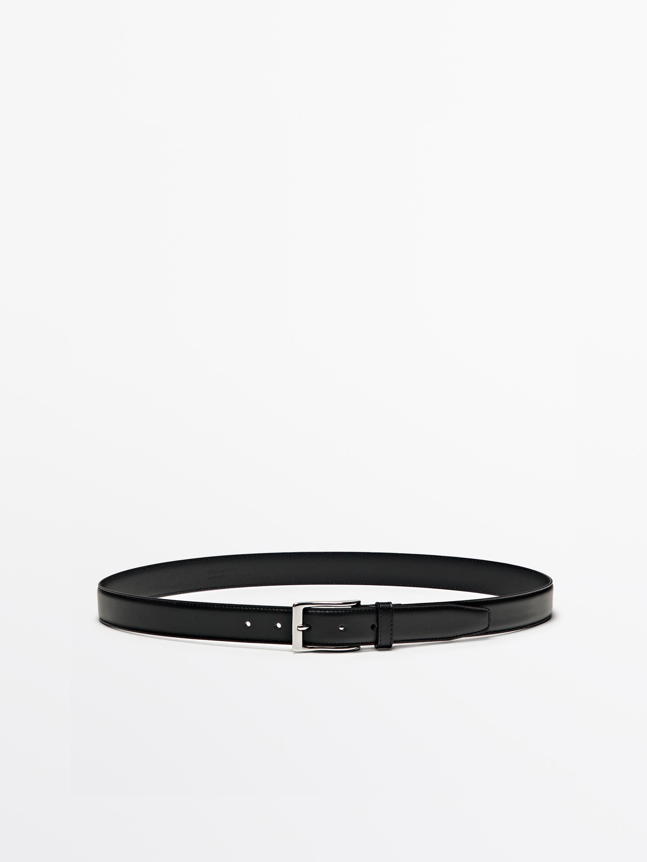 Smart nappa leather belt with topstitching