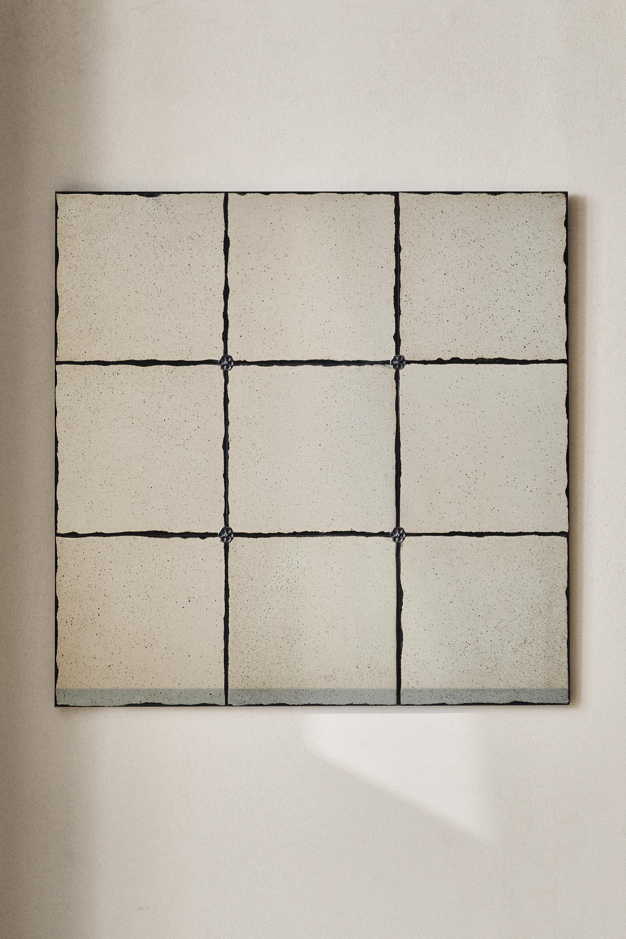 ANTIQUE-FINISH SQUARE WALL MIRROR