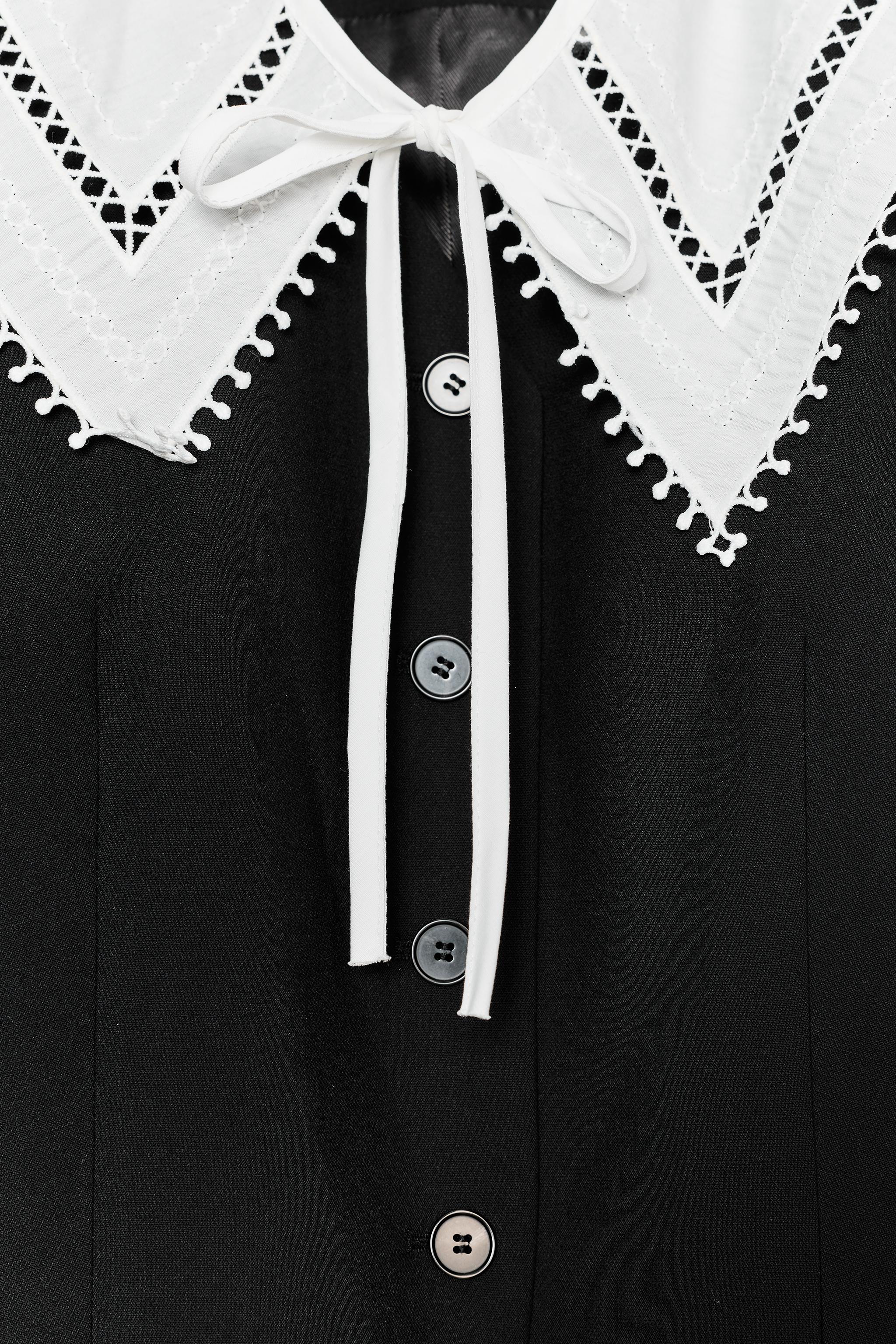 CONTRAST DETACHABLE COLLAR BLAZER