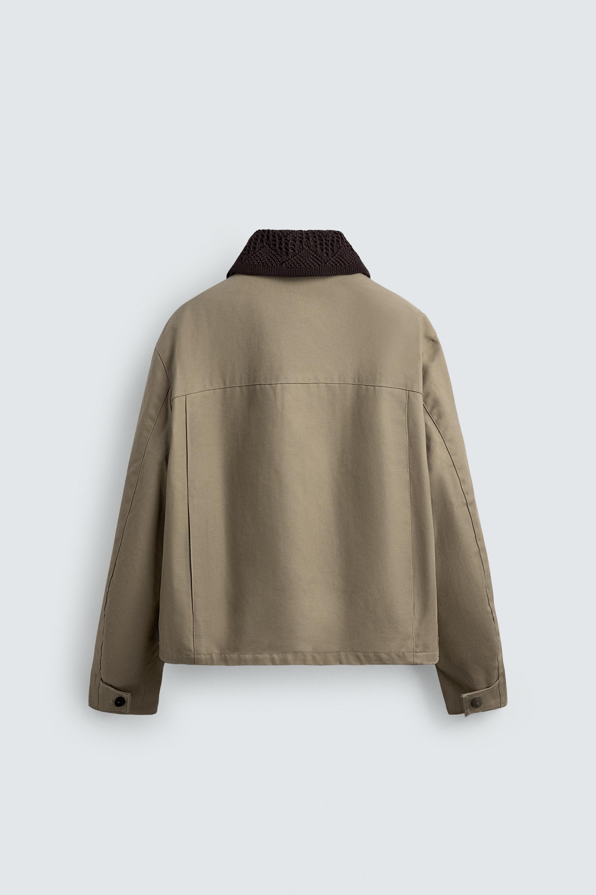 CONTRAST CROCHET COLLAR JACKET