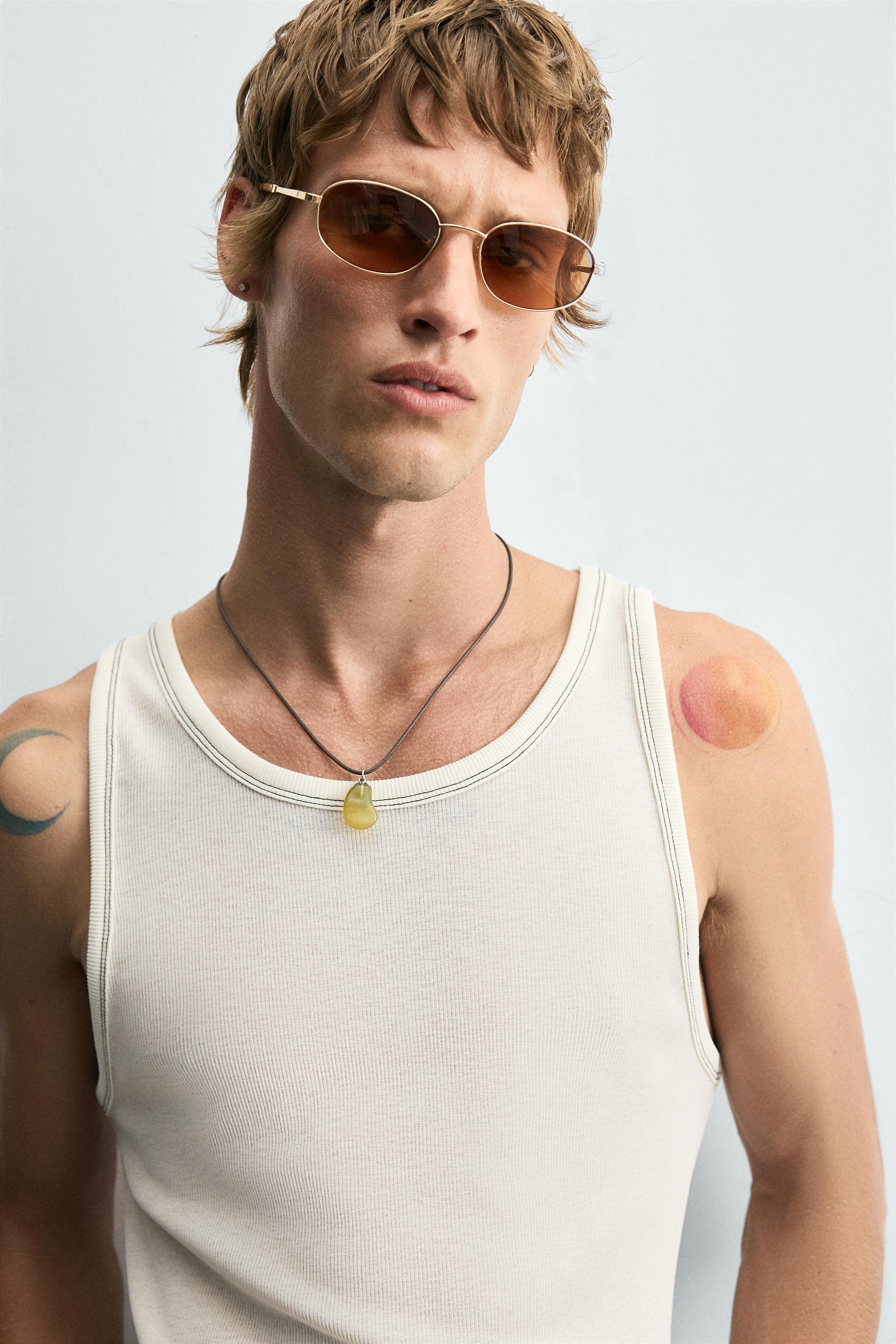 CONTRAST TOPSTITCHED TANK TOP