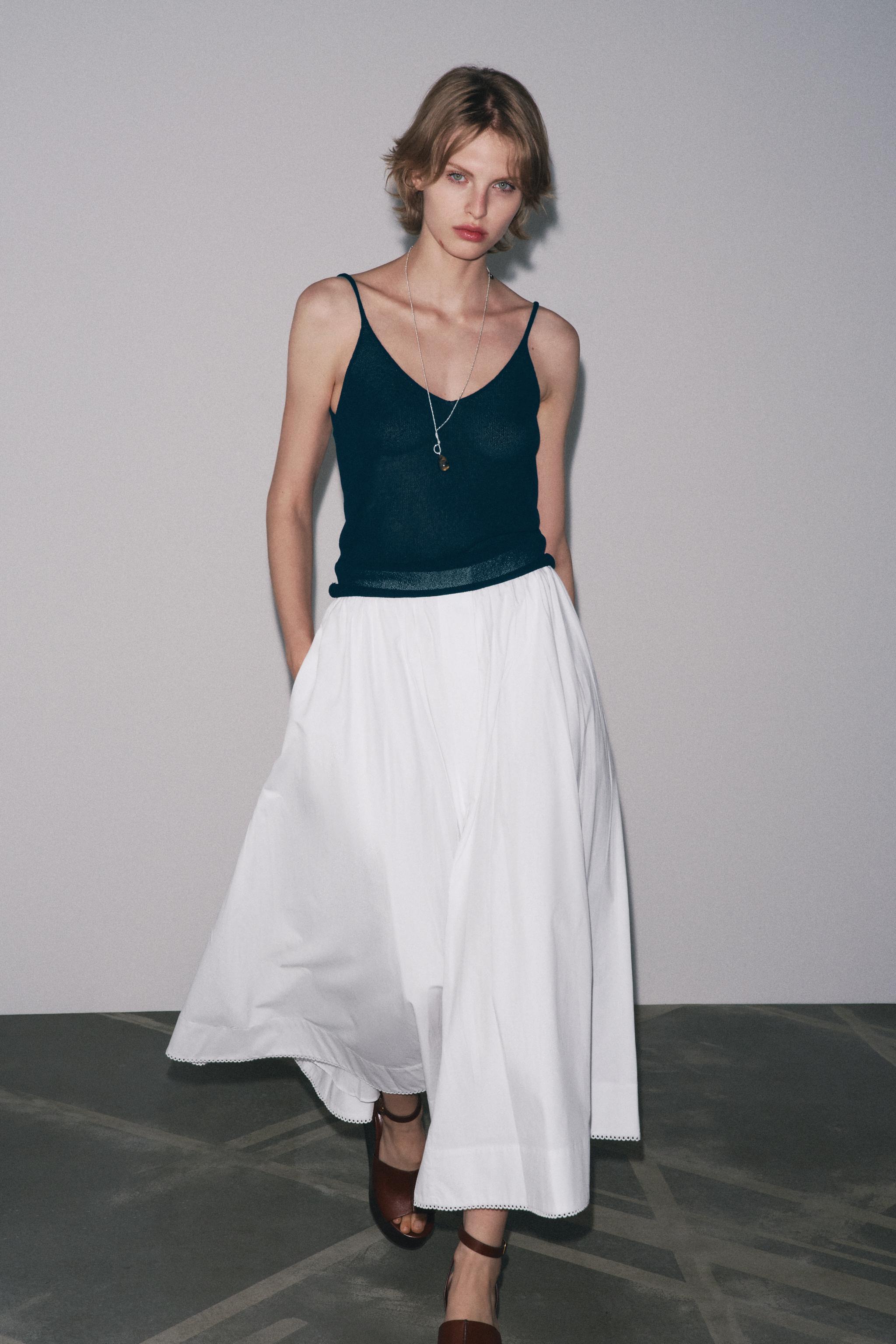 ZW COLLECTION POPLIN MIDI SKIRT