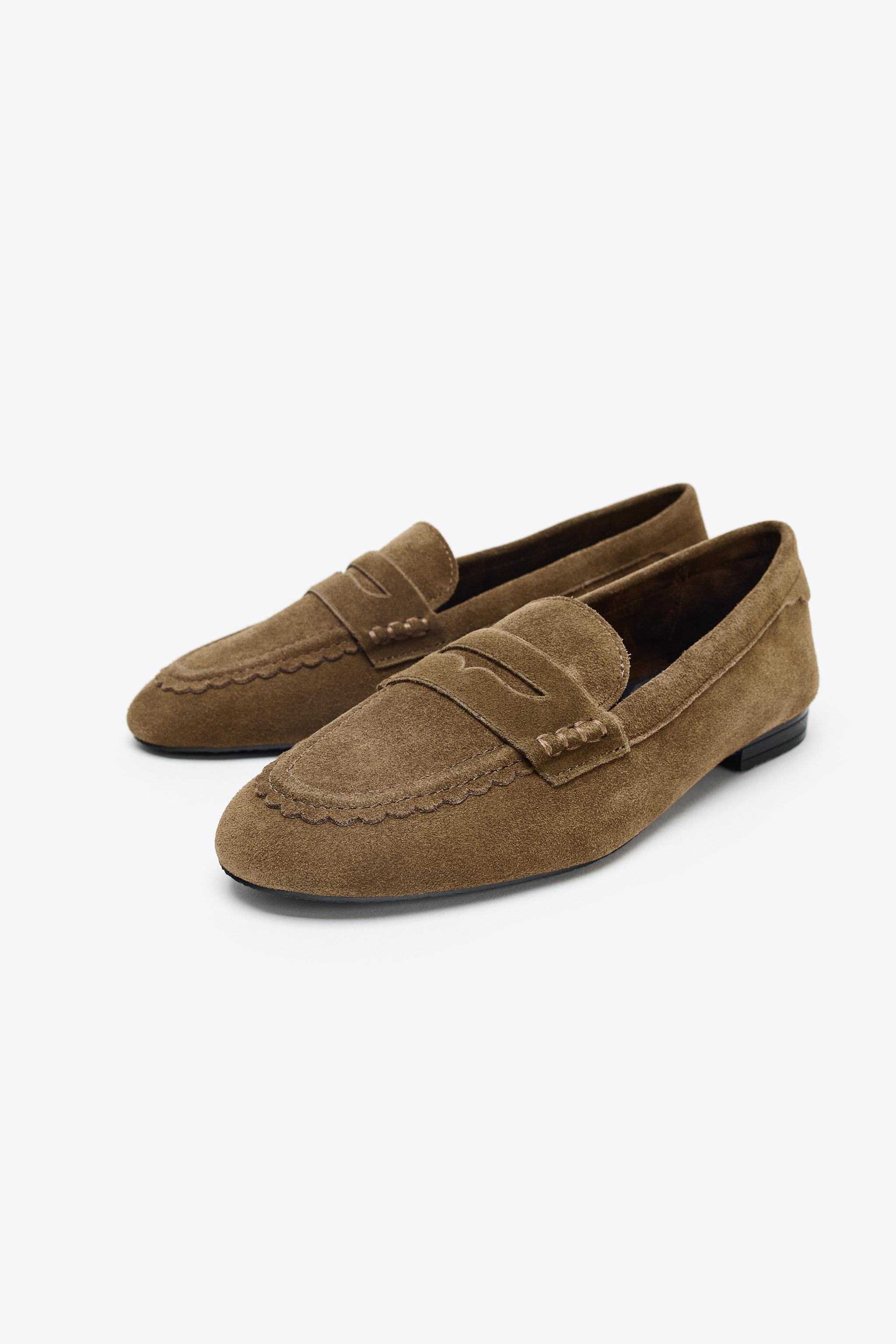 STITCHED SPLIT SUEDE LOAFERS