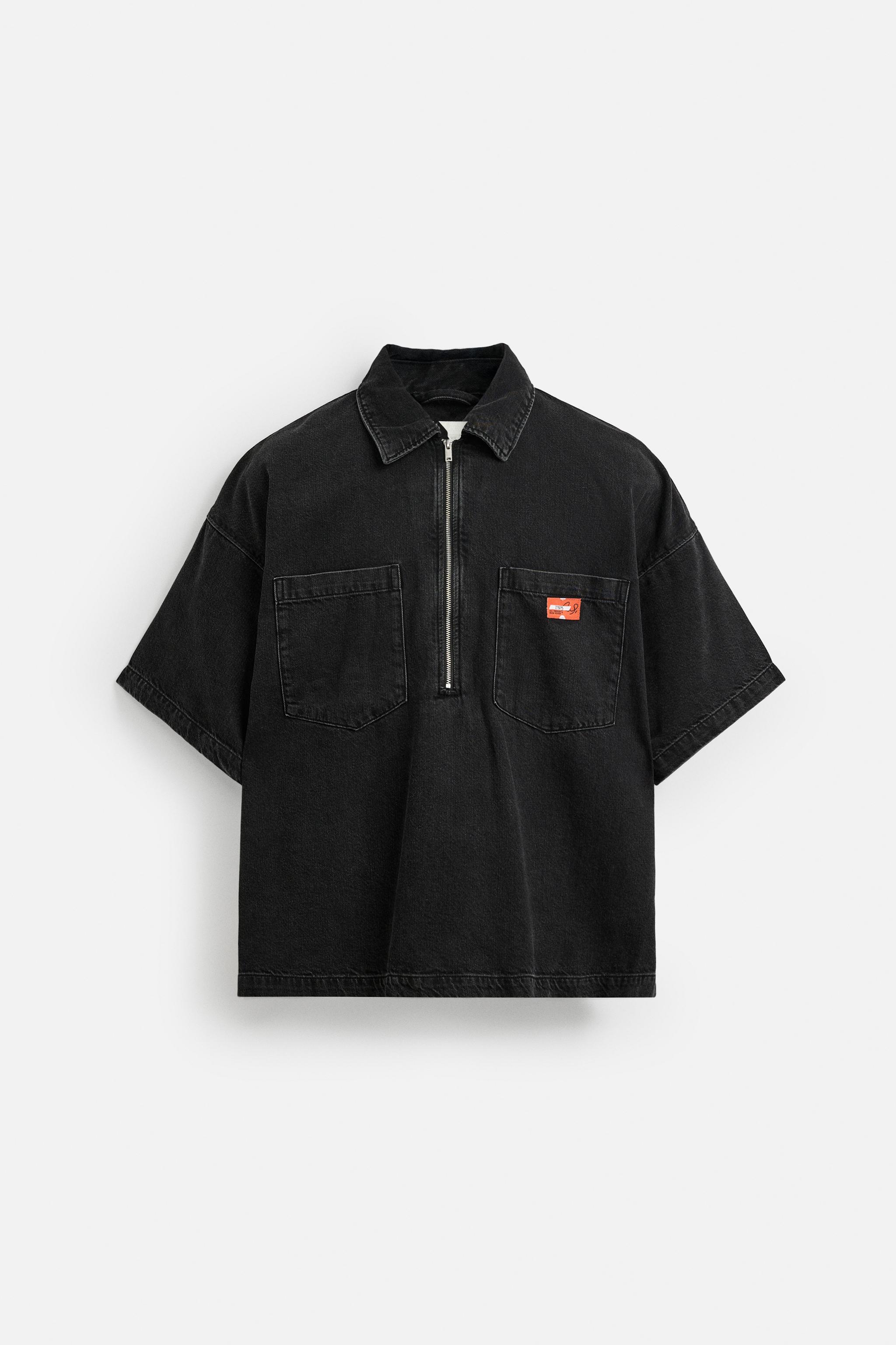 ZIPPER DENIM POLO SHIRT