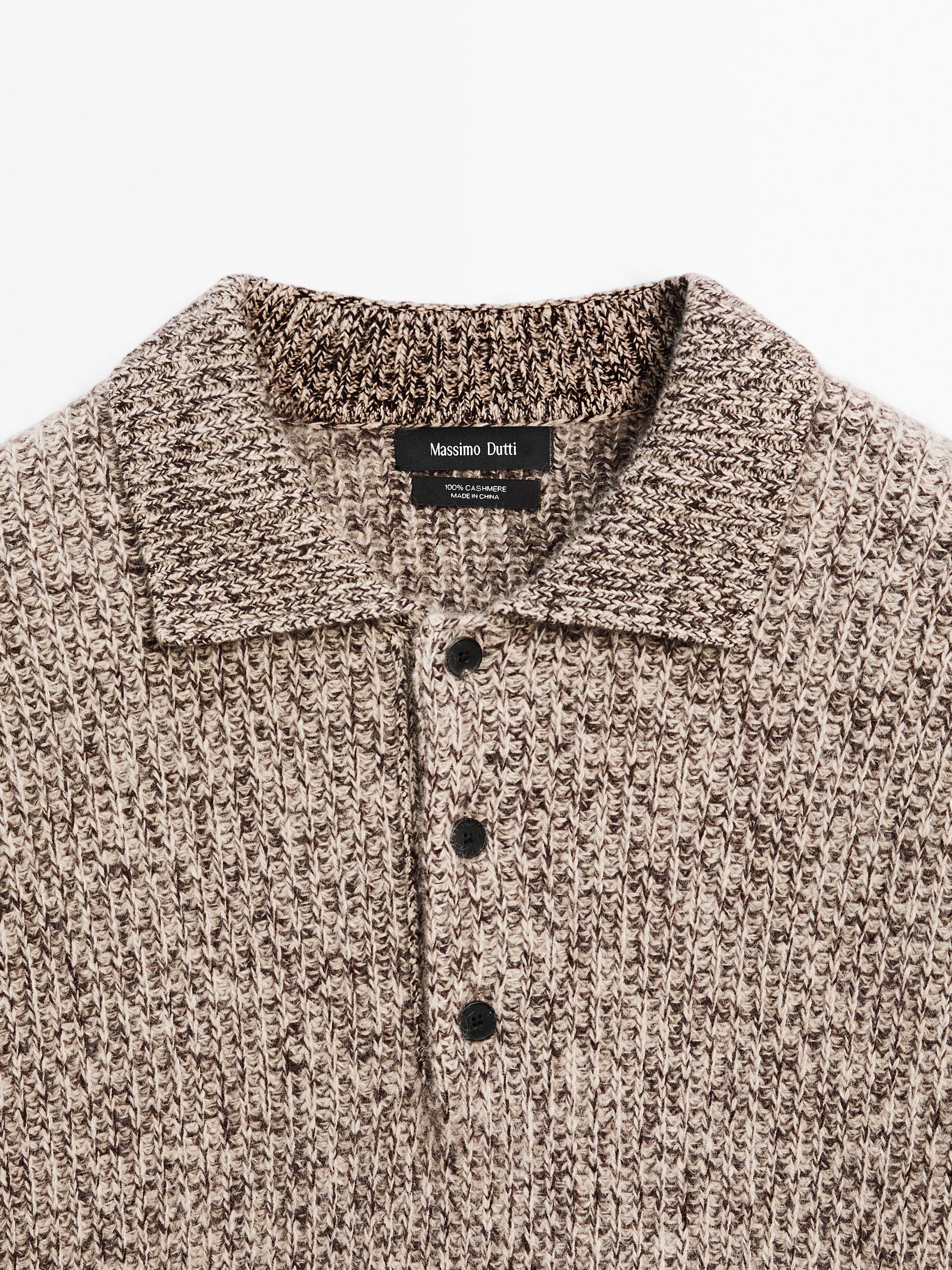 100% cashmere knit polo sweater