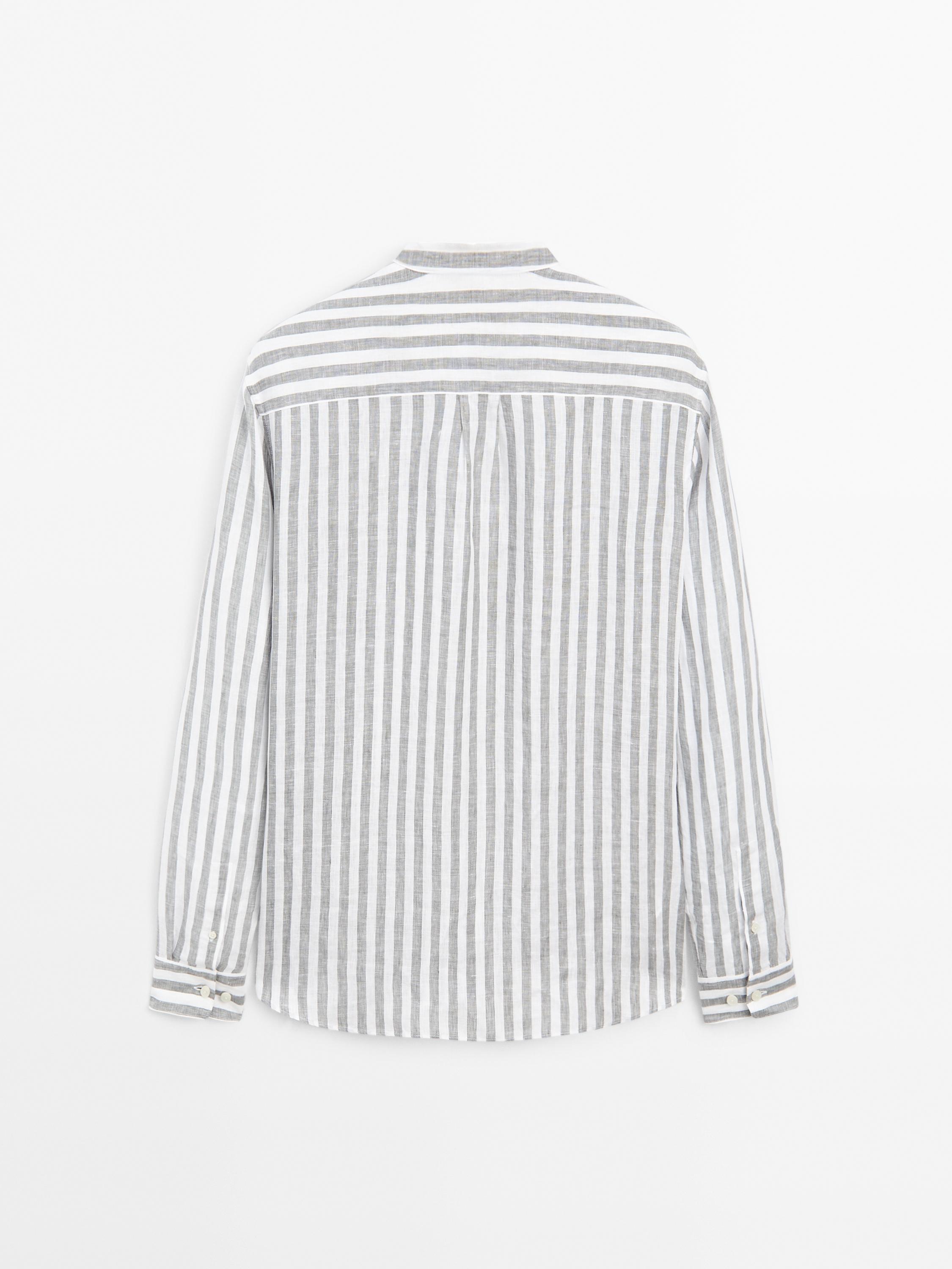 Regular-fit shirt with stand collar