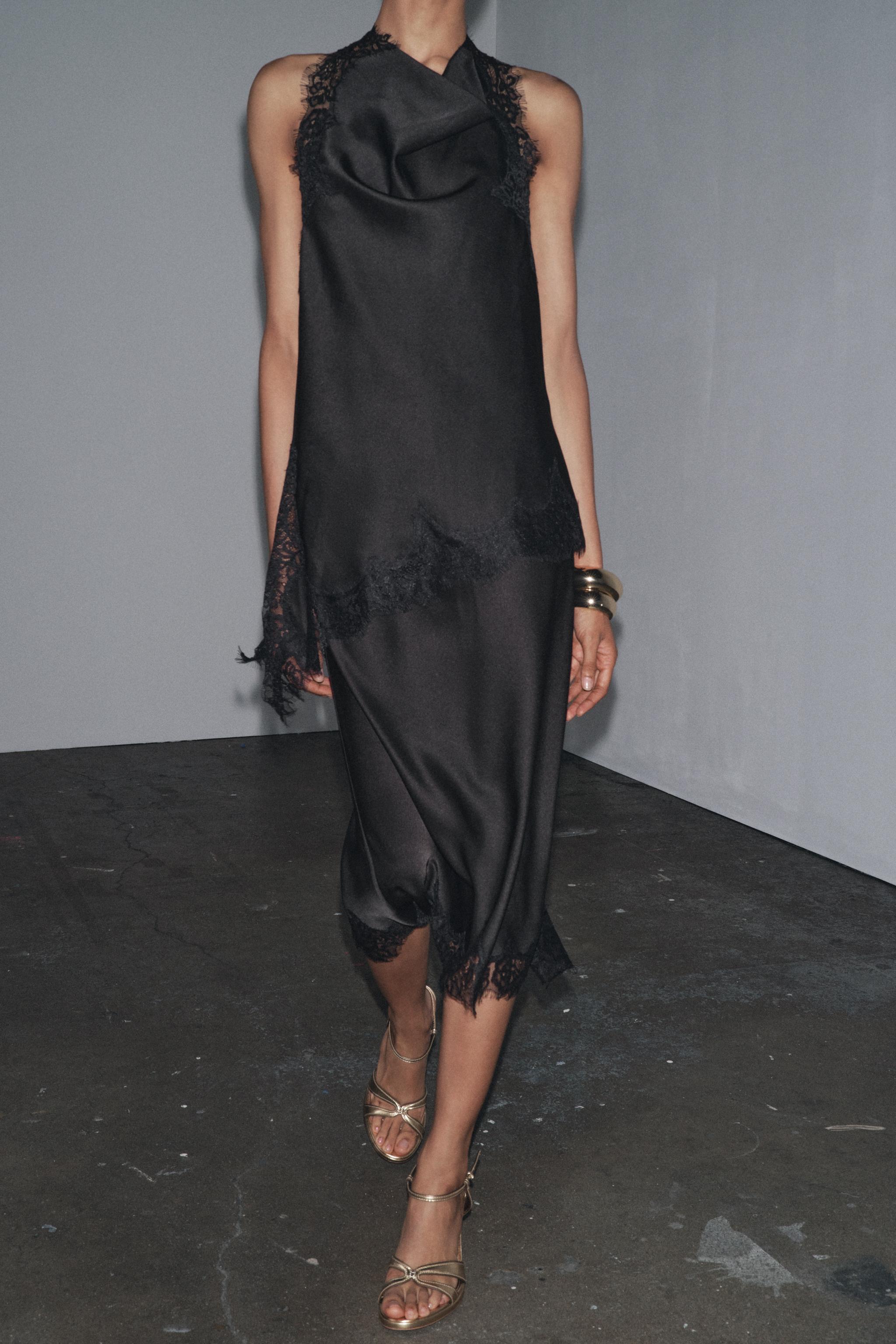 SATIN EFFECT LACE SKIRT ZW COLLECTION