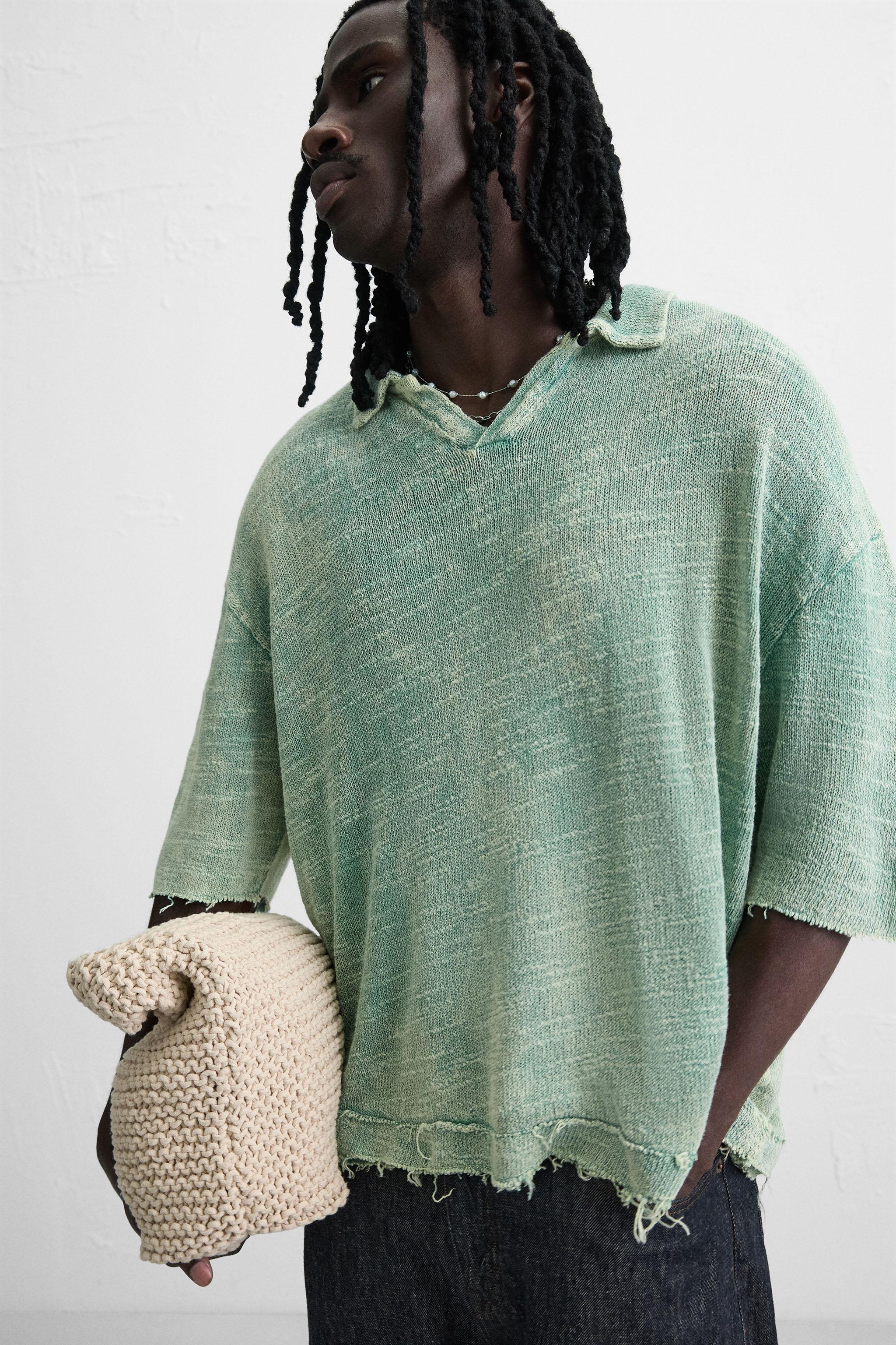 WASHED KNIT POLO SHIRT