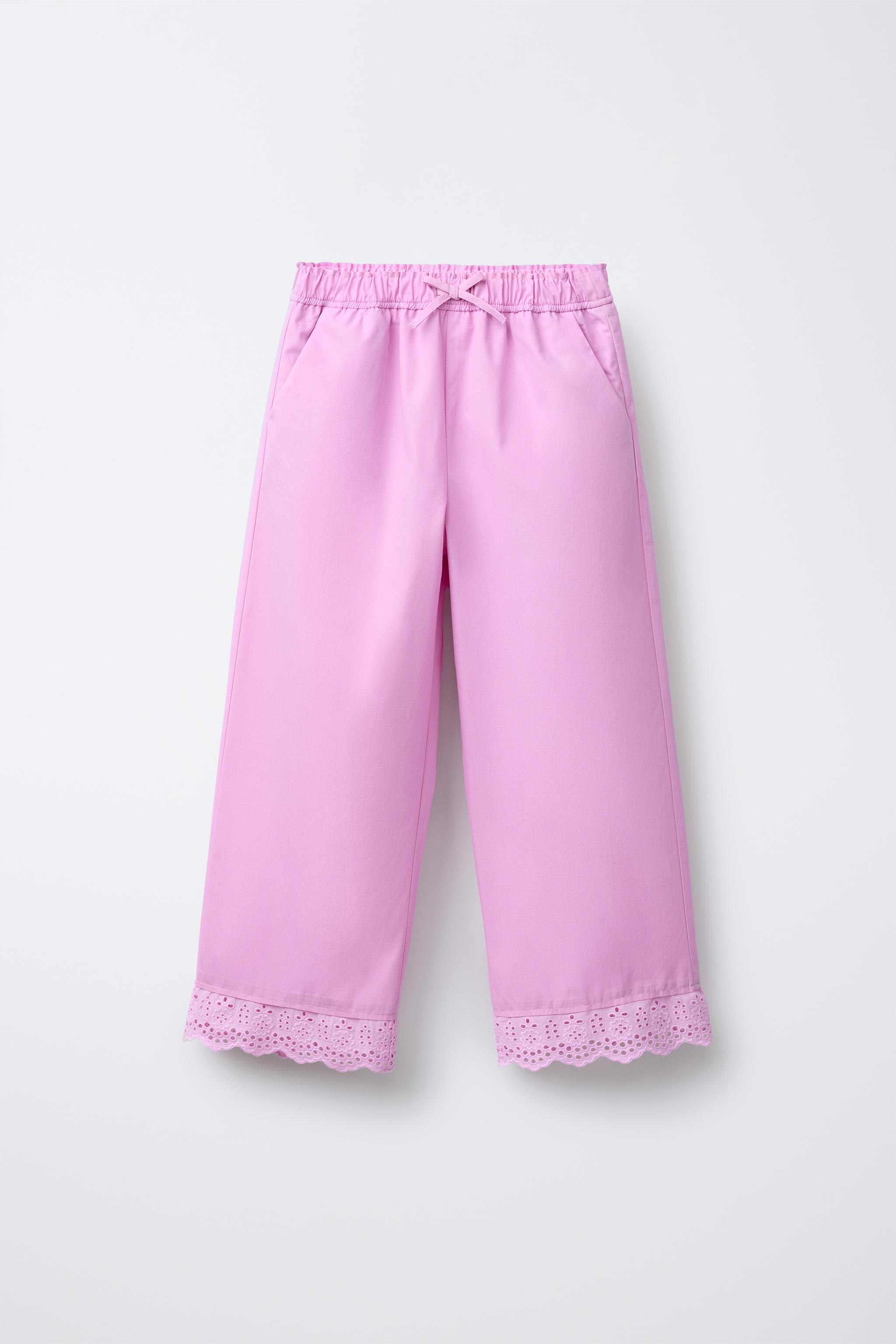 LACE HEM STRAIGHT LEG PANTS