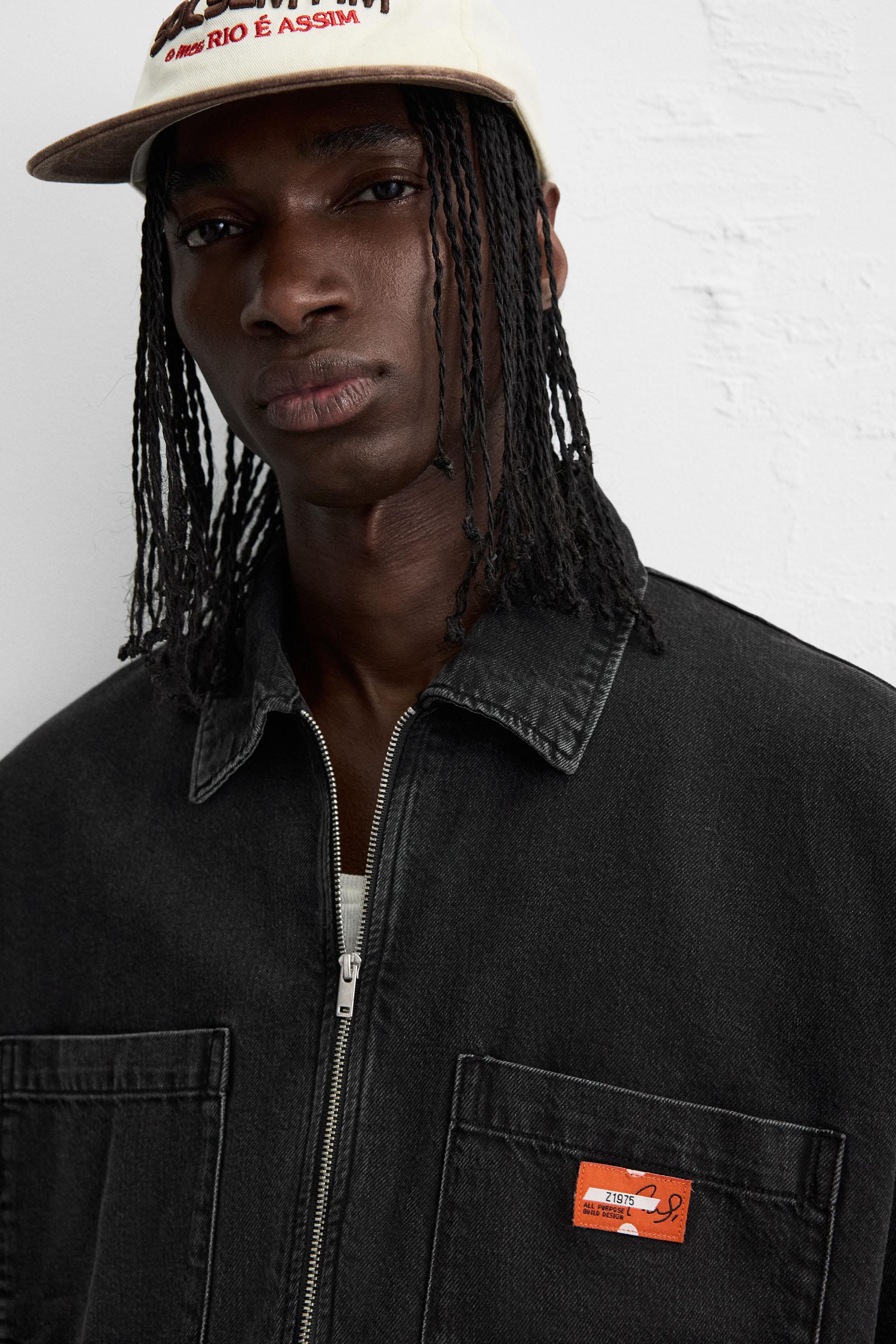 ZIPPER DENIM POLO SHIRT