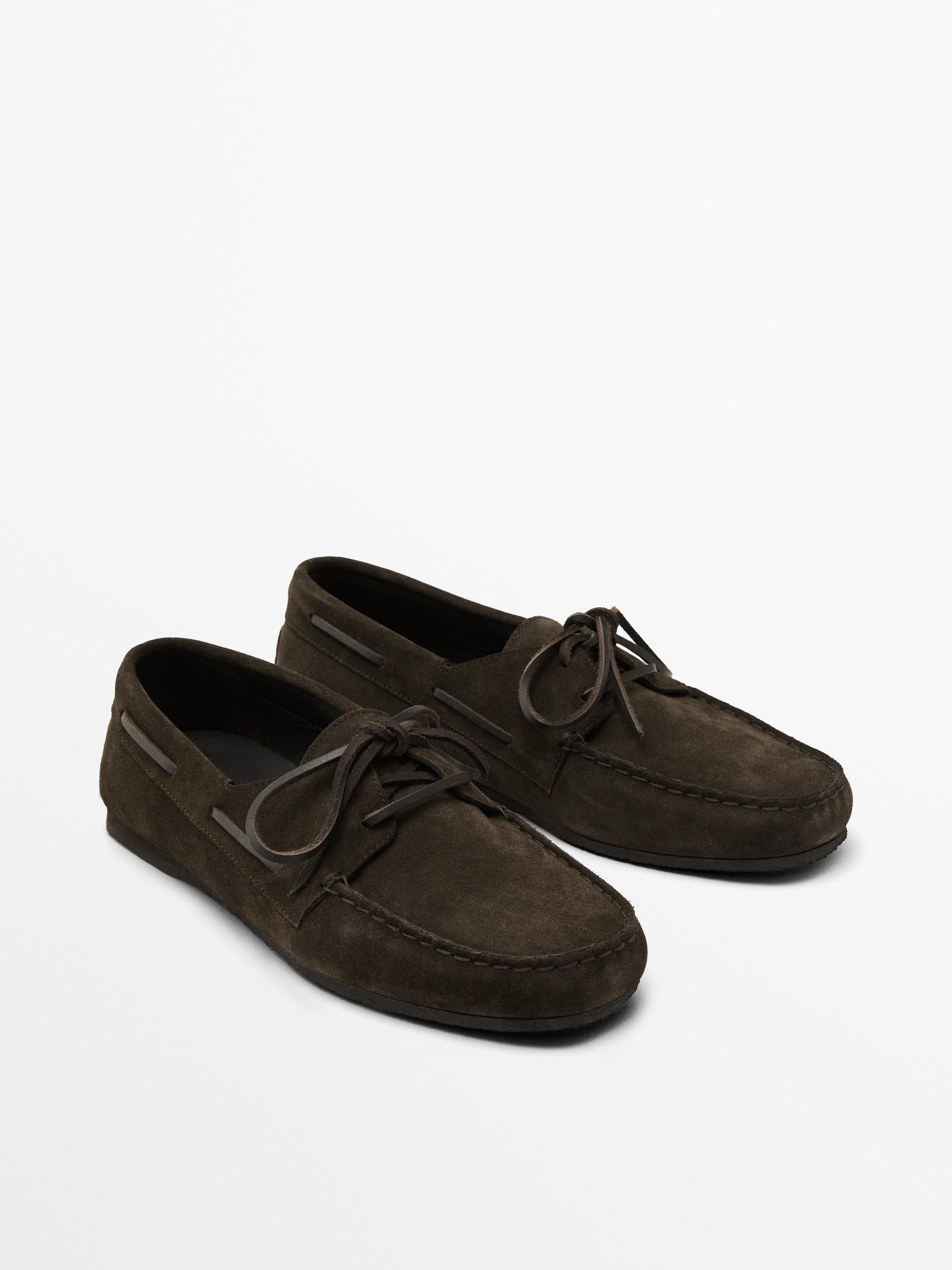 Soft split leather deck shoes