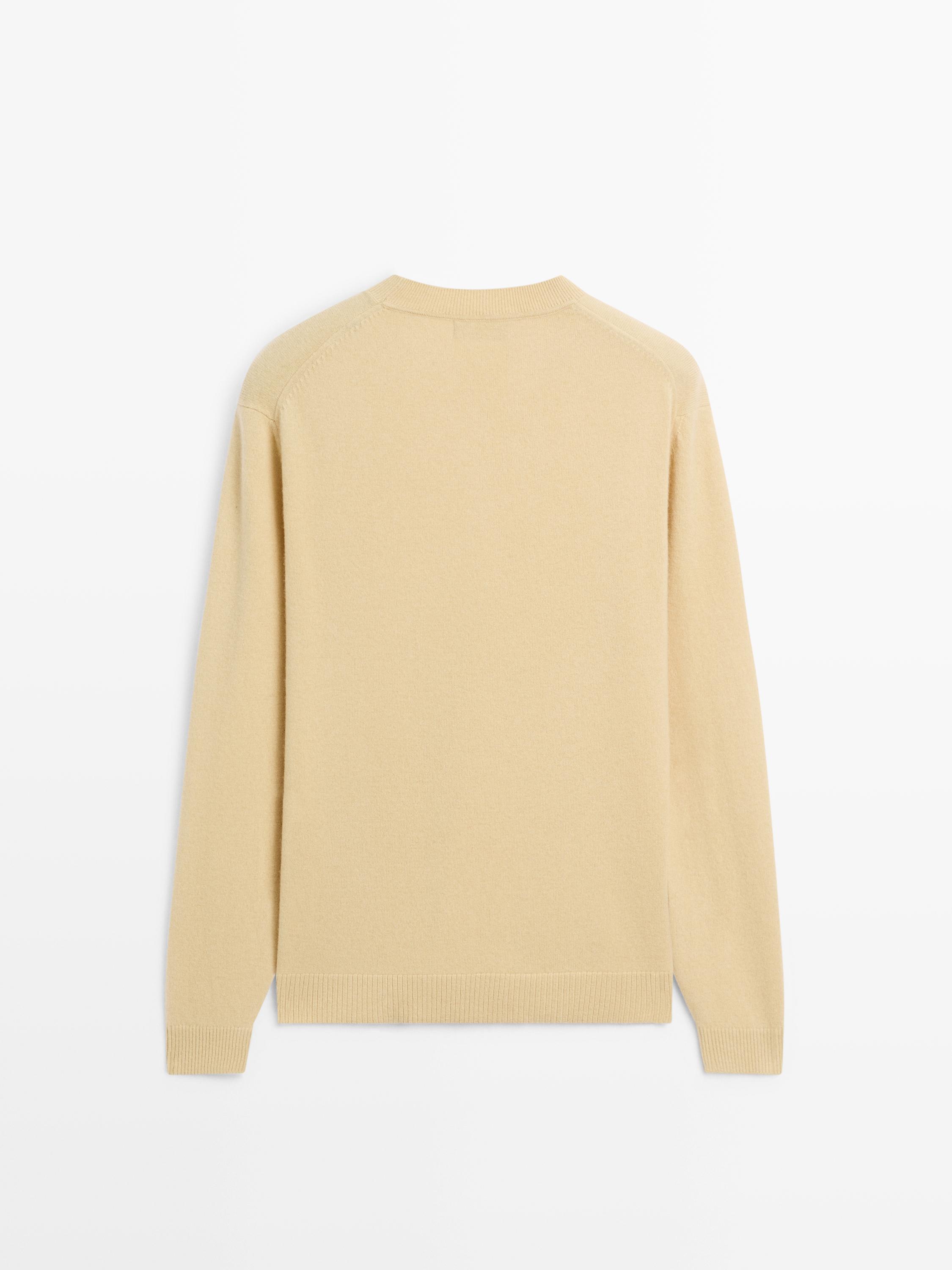 Wool blend crew neck knit sweater