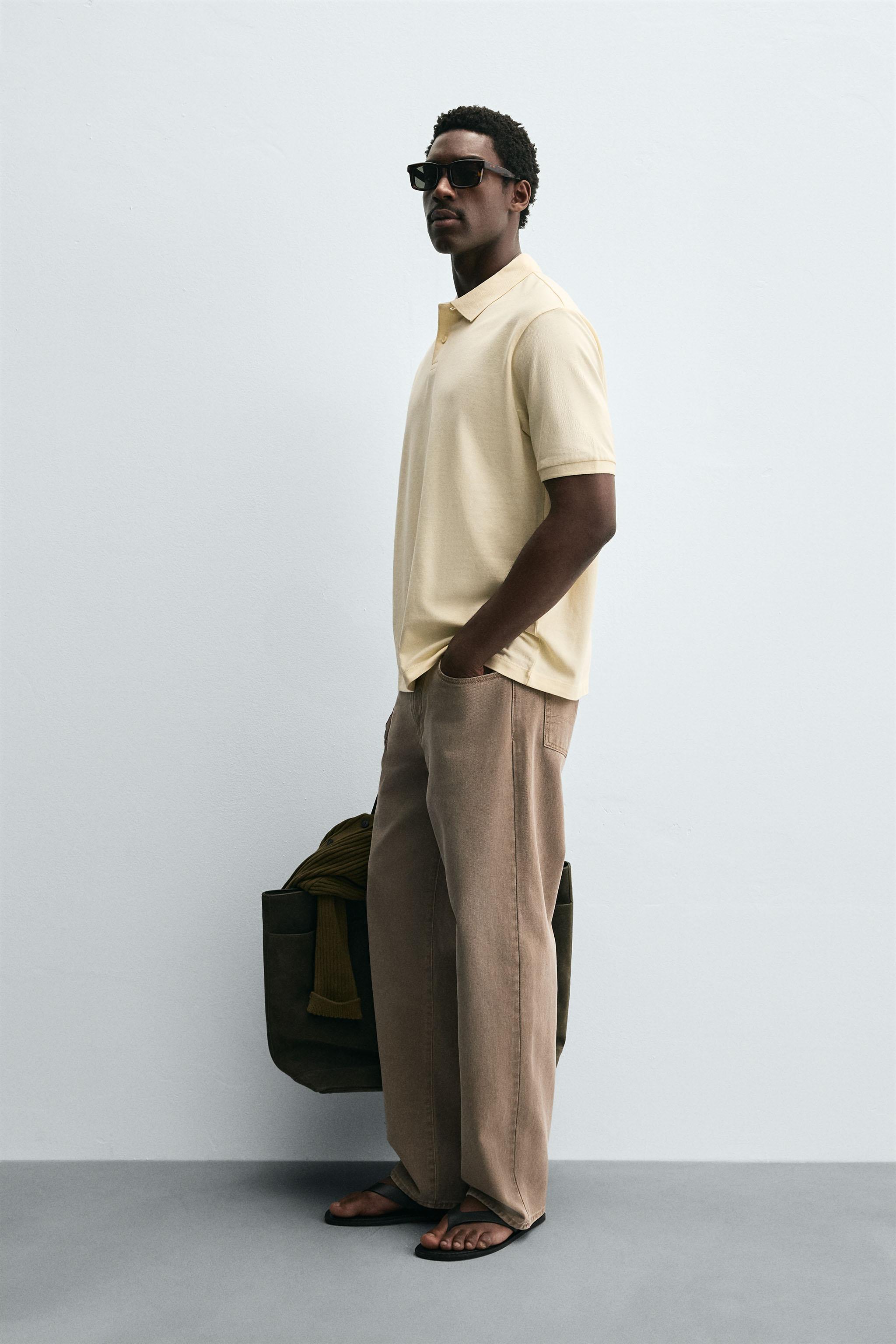 WASHED PIQUÉ TEXTURED POLO SHIRT