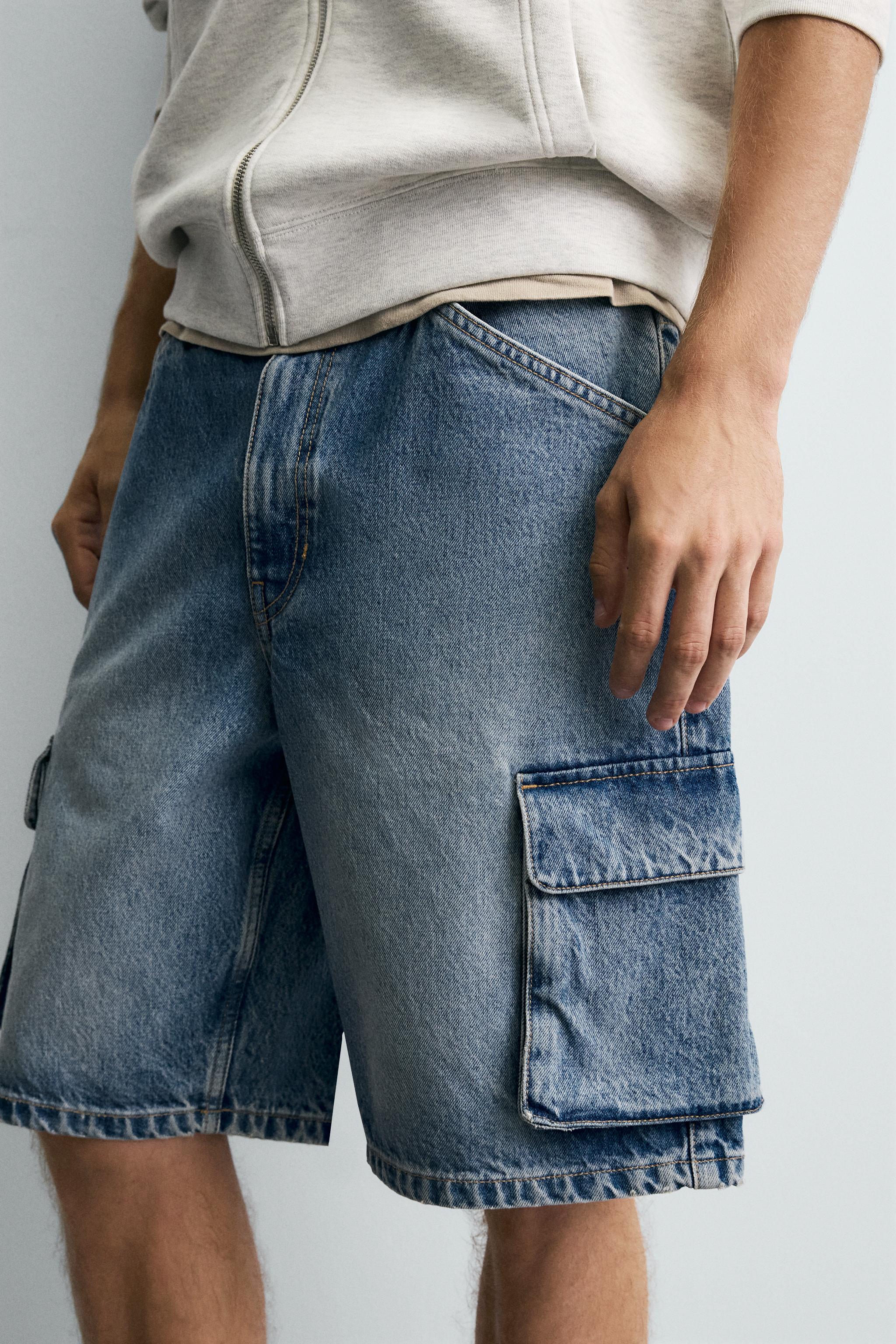 CARGO DENIM SHORTS