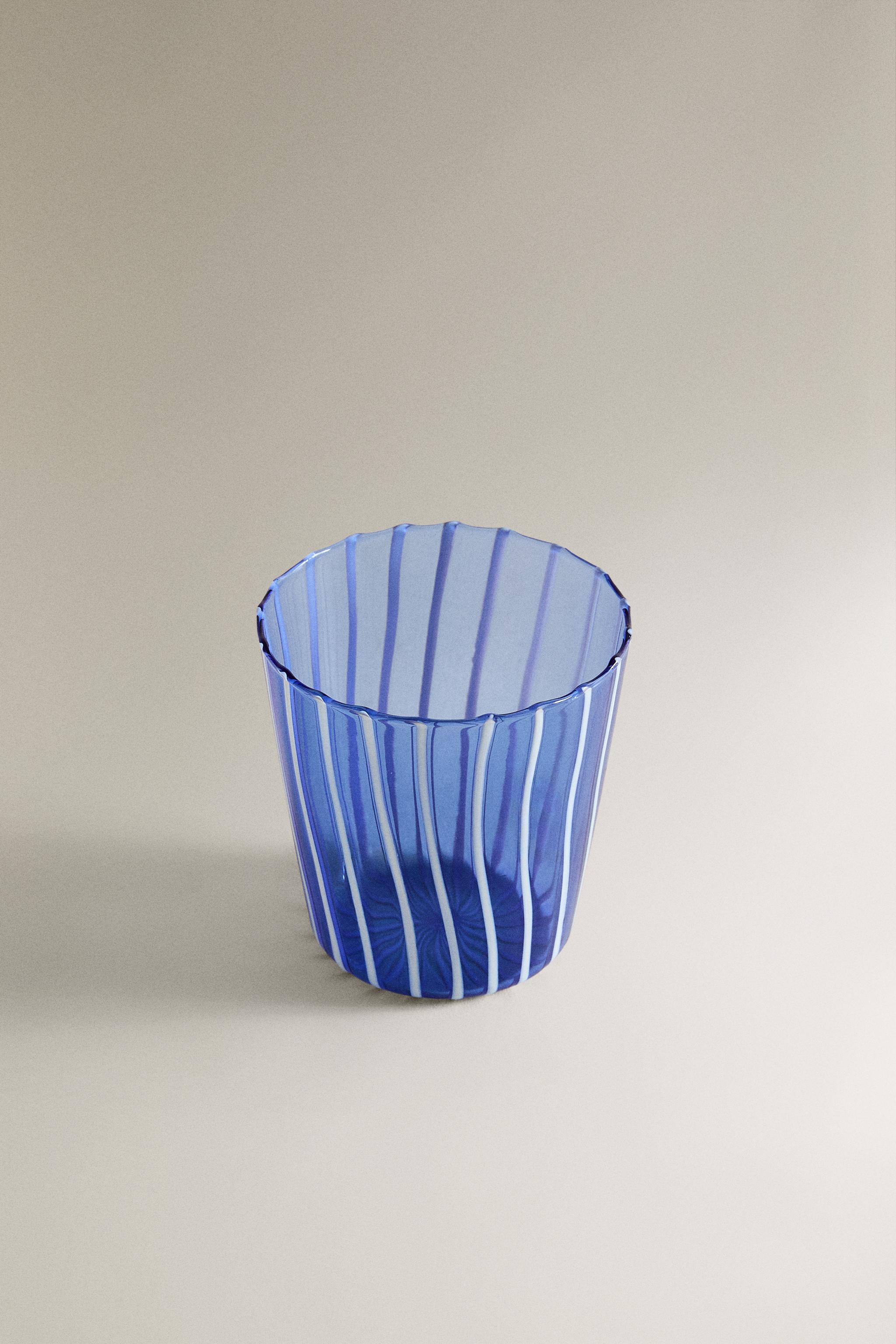 STRIPED BOROSILICATE GLASS TUMBLER WITH LINES