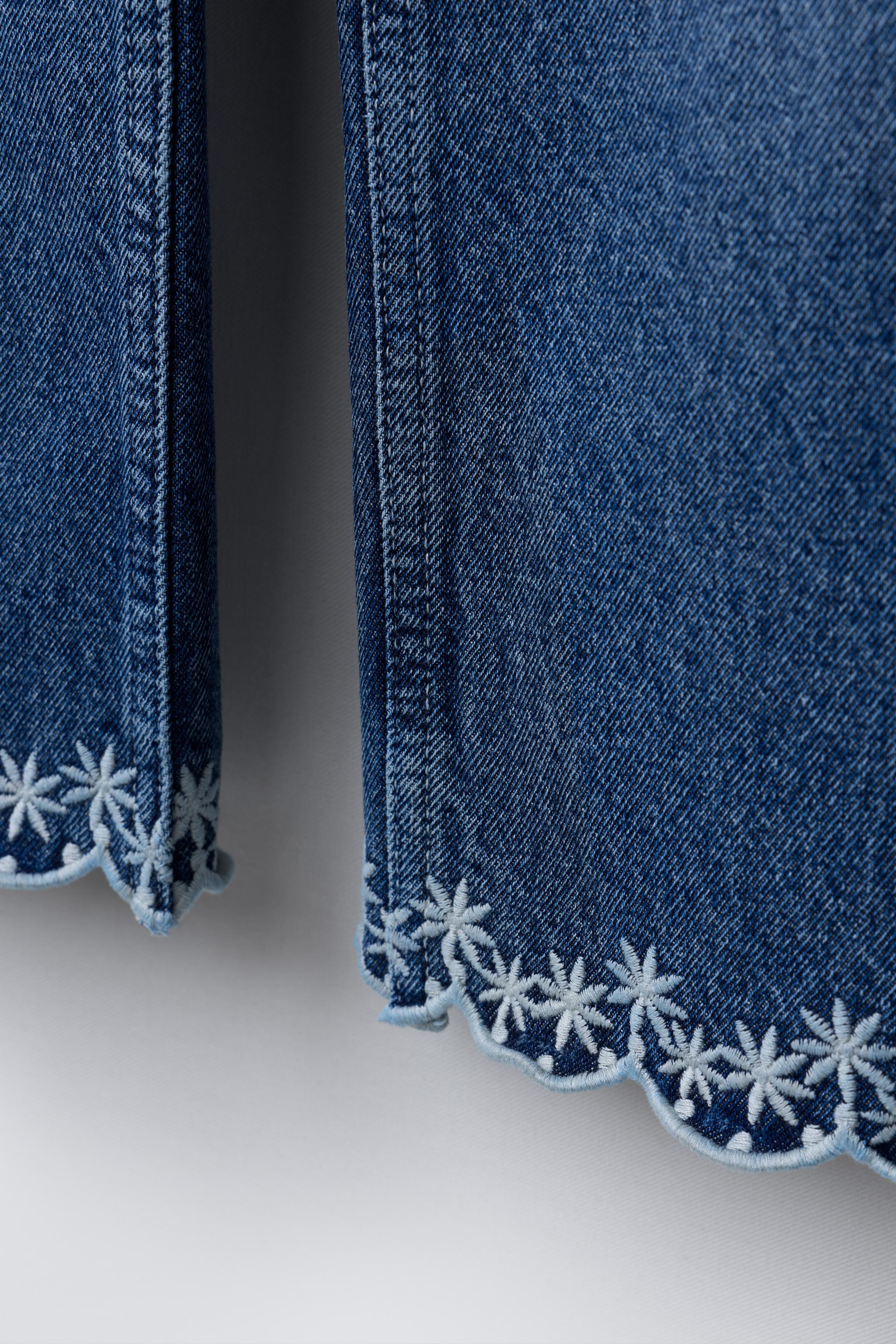 EMBROIDERED STRAIGHT DENIM PANTS