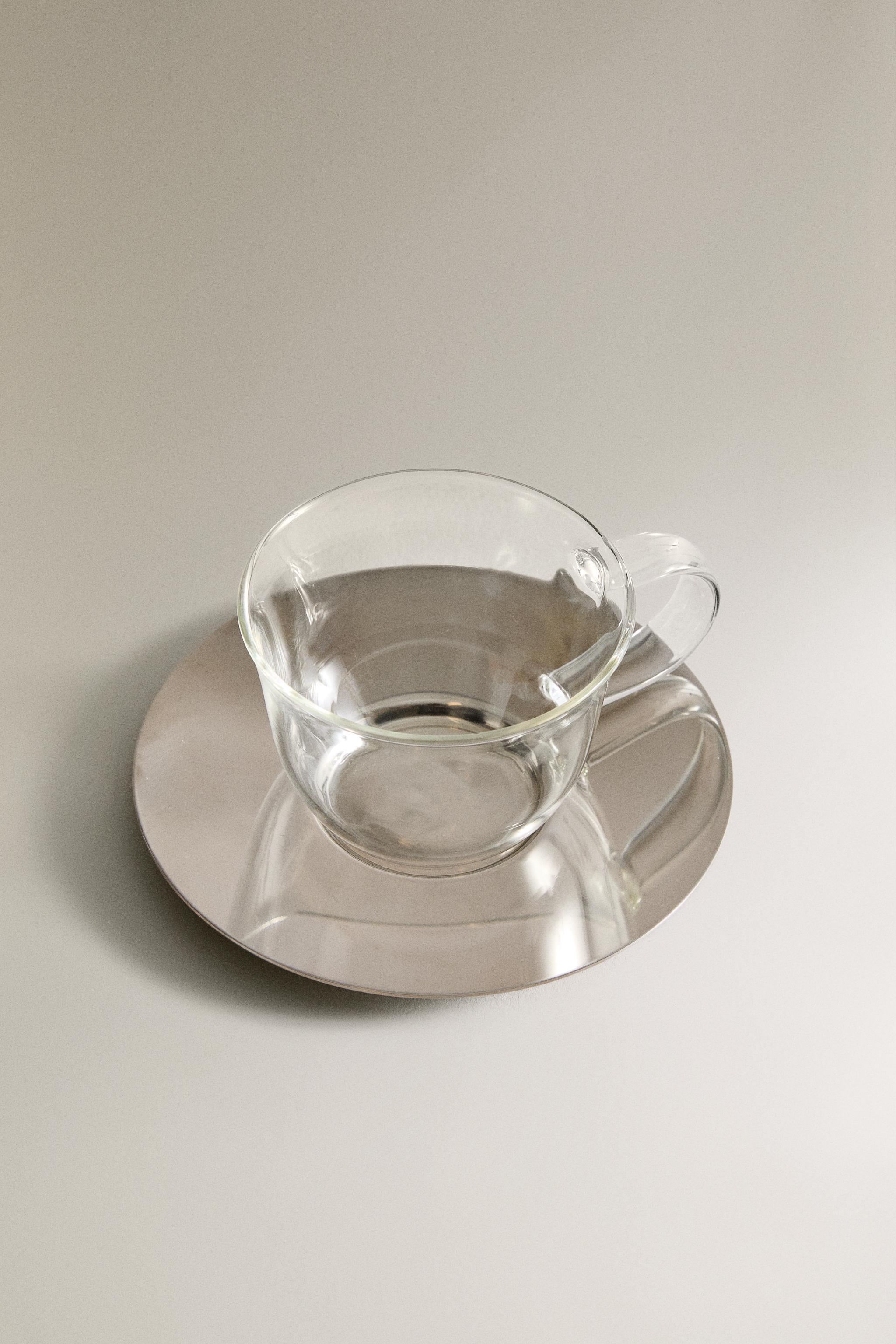 BOROSILICATE GLASS TEACUP AND SAUCER